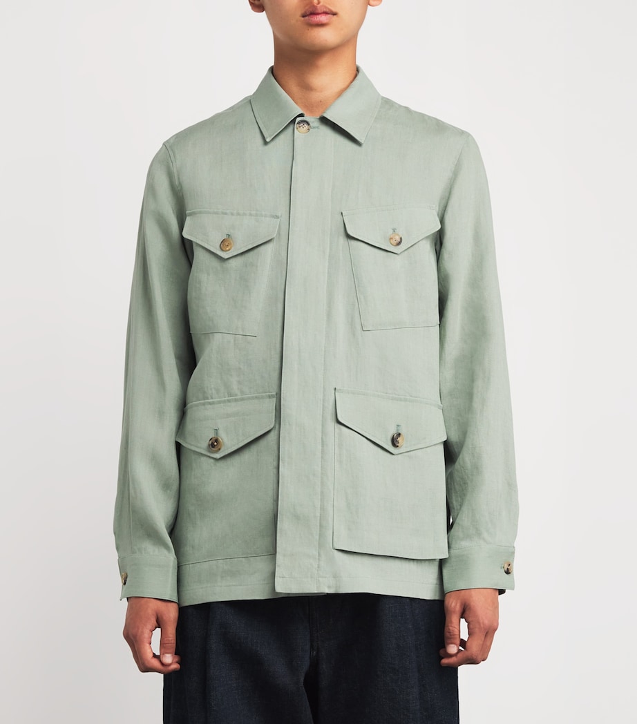 Linen Overshirt 34A_LT GREYISH GREEN Image 3