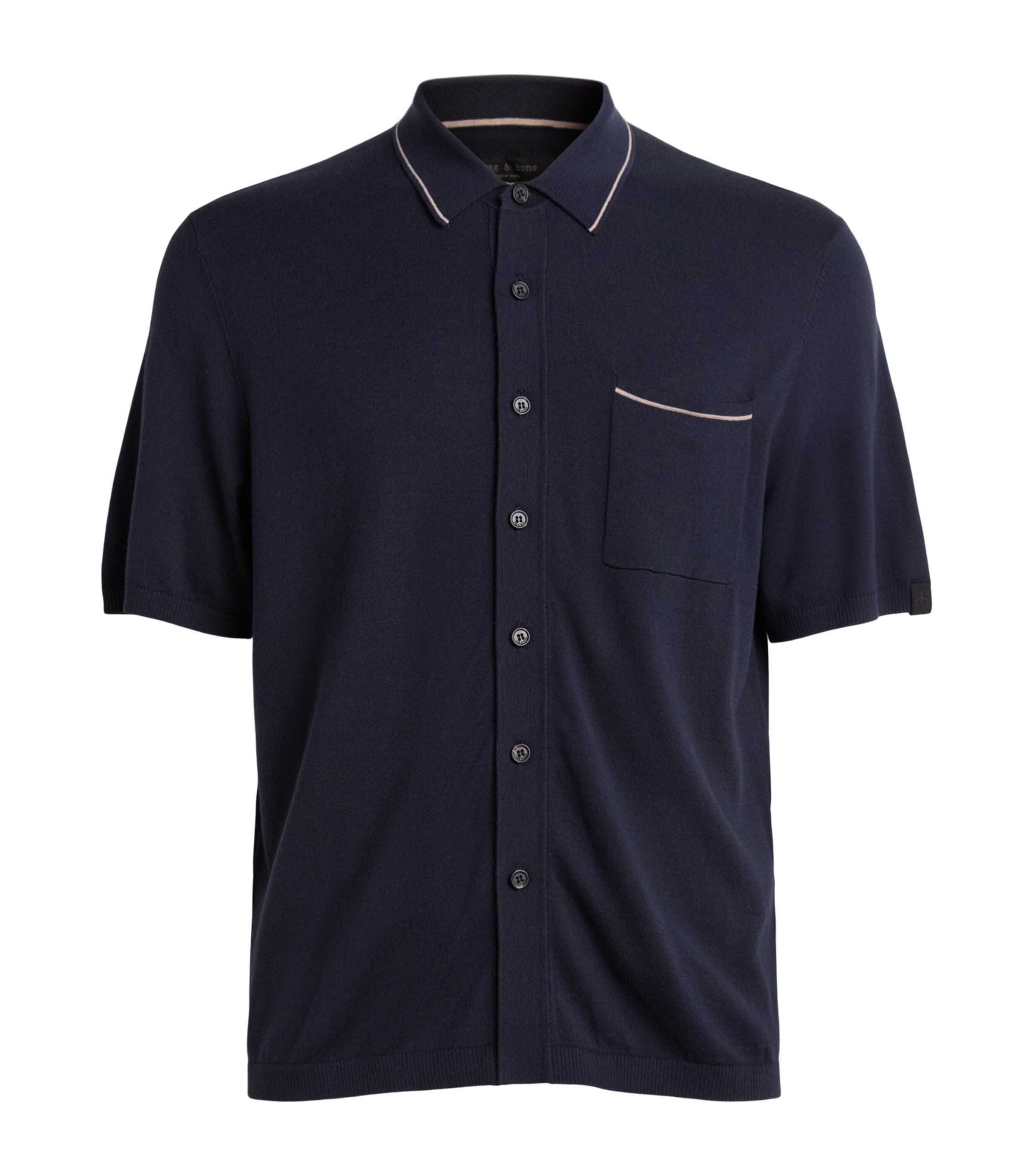 Rag & Bone Mens Silk-Cotton Short-Sleeve Conrad Shirt Sal Navy Image 1