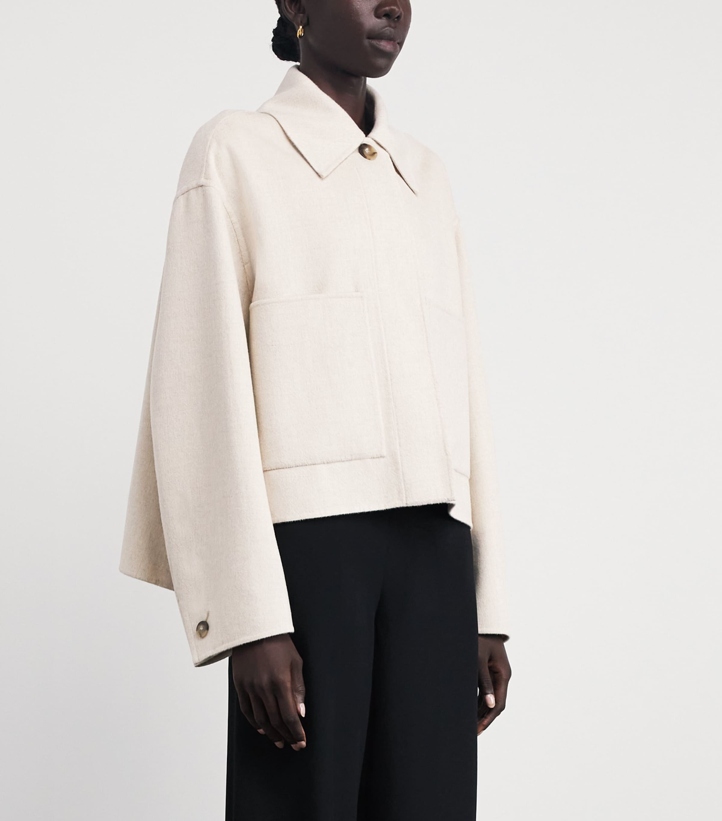 Wool-Silk Cropped Kalaa Jacket MARBLE MELANGE Image 3