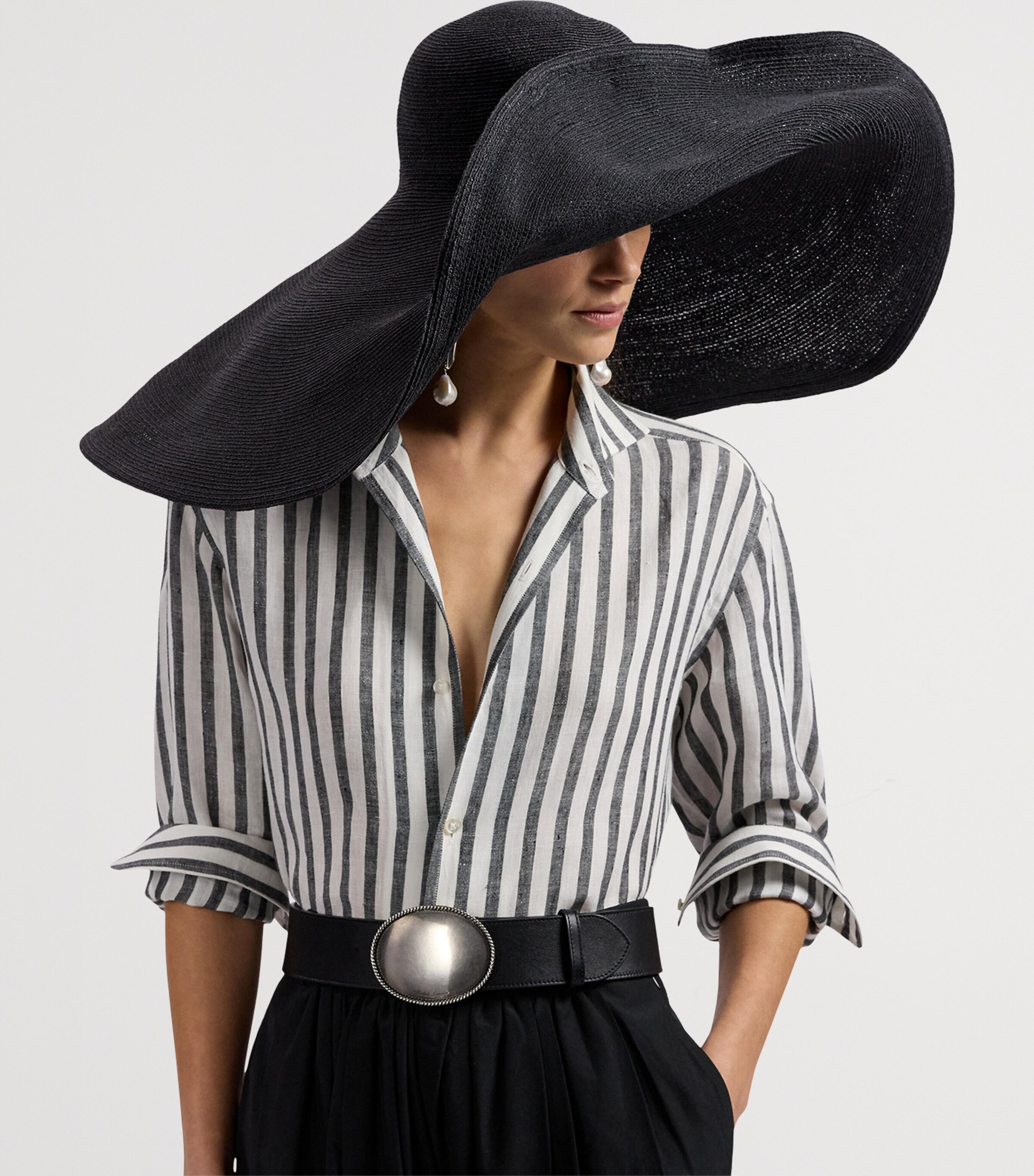 Ralph Lauren Collection Woven Wide-Brim Hat Black Image 5