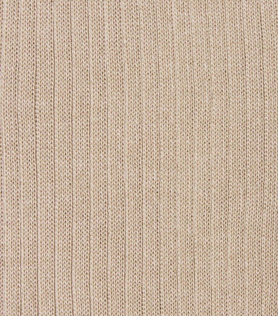 Doré Doré Mens Mercerised Cotton Ribbed Socks Grege Image 2