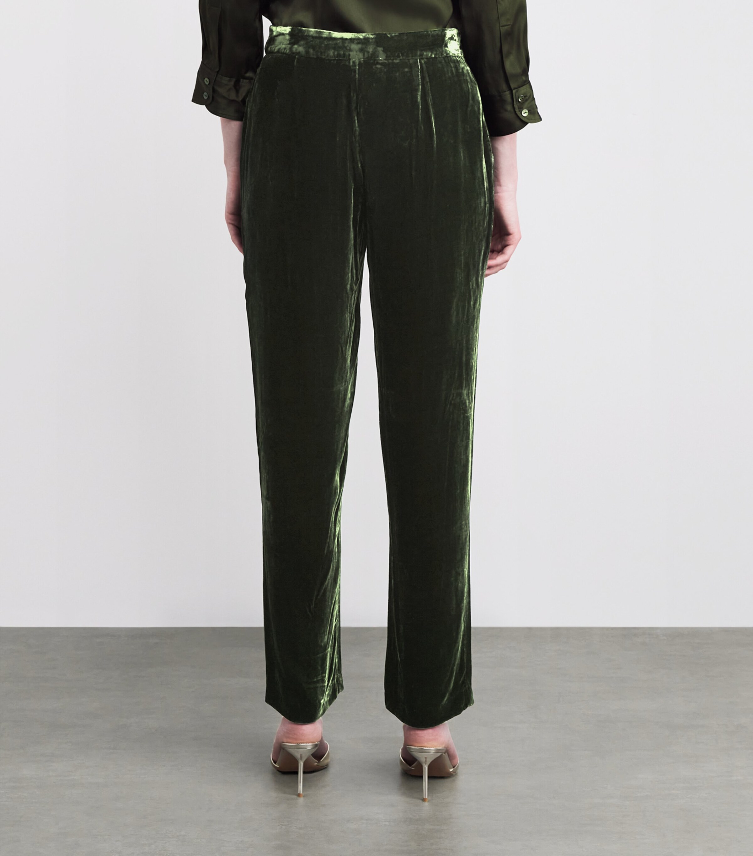Velvet Rebel Straight Trousers DEEP OLIVE DEOL Image 4