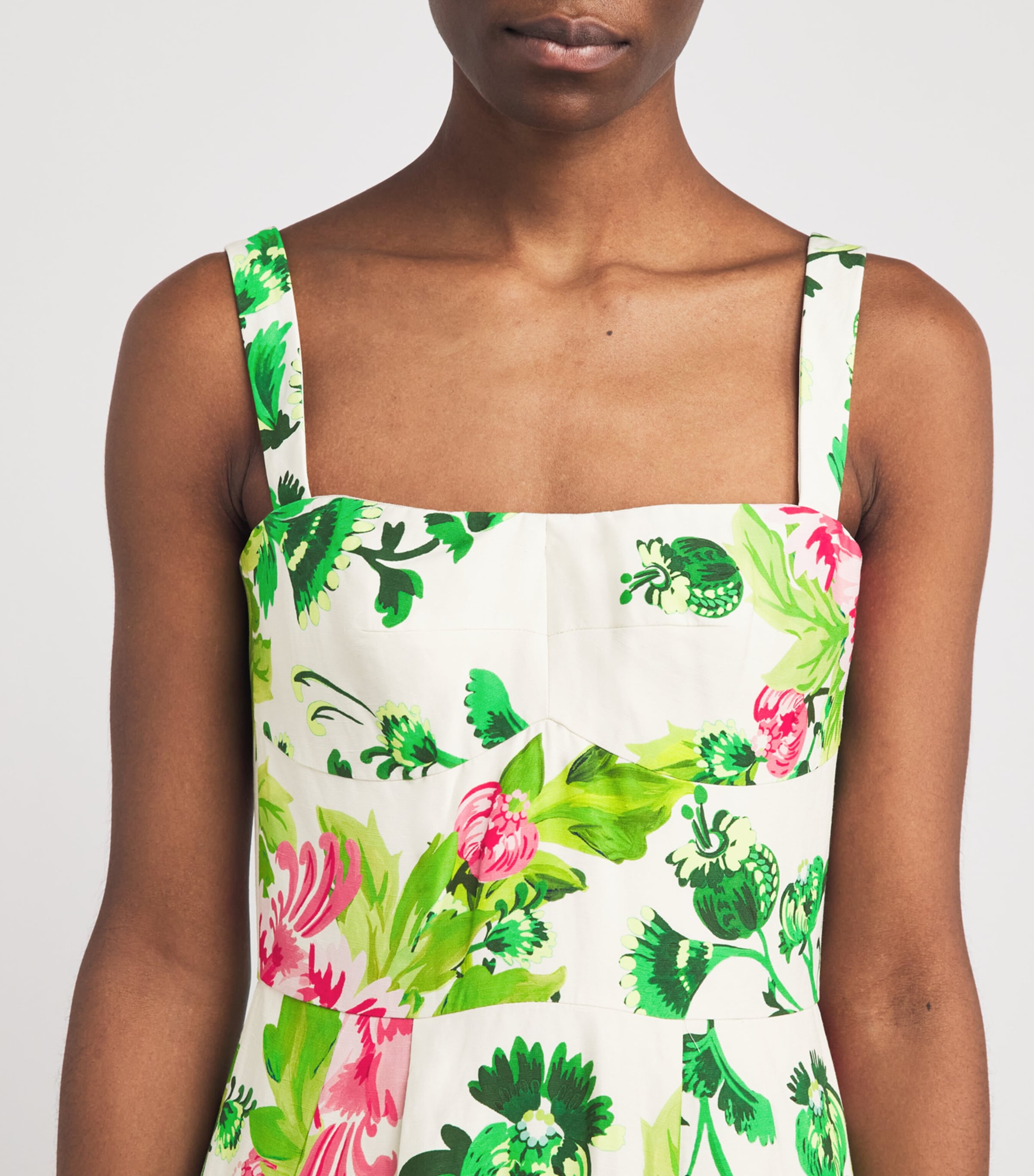 Saloni Womens Floral Print Sabrina Midi Dress Sffier Bqt Plmt Image 5