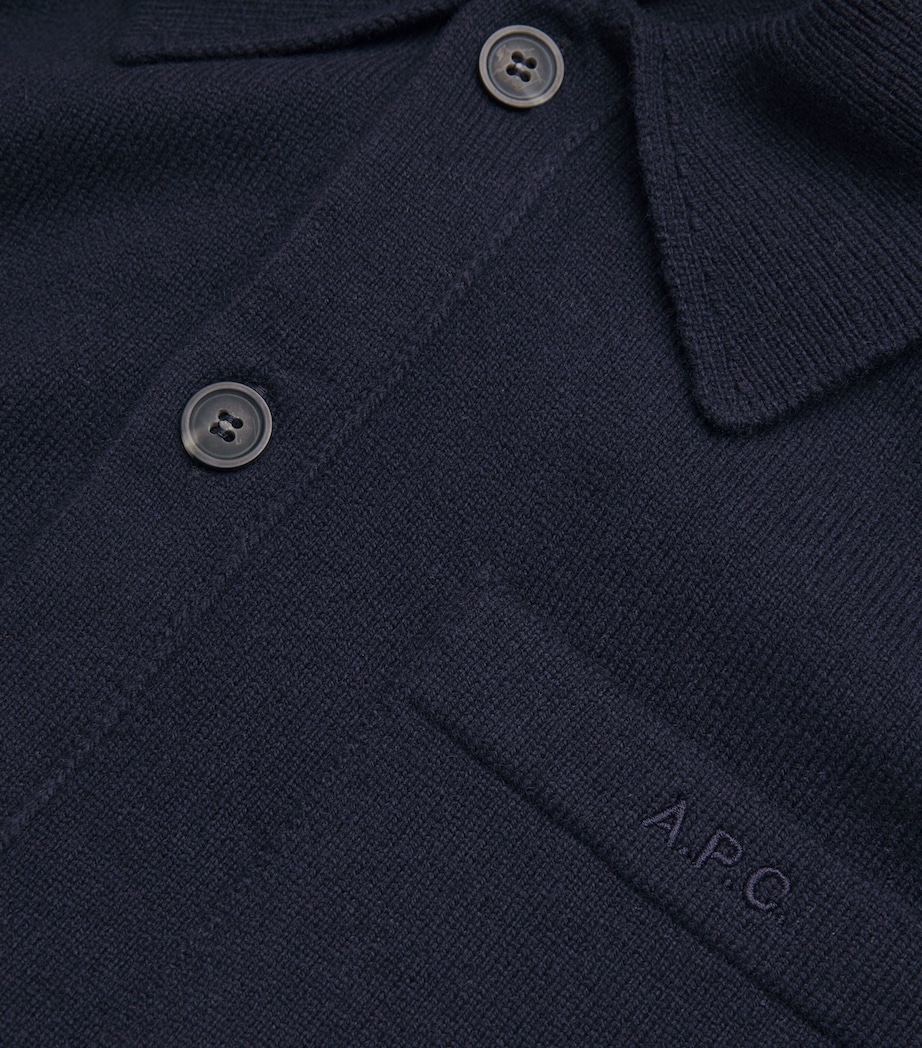 Wool Long-Sleeve Polo Shirt IAK DARK NAVY Image 5