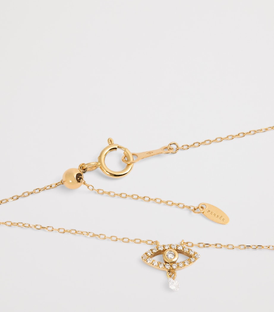 Persée Yellow Gold and Diamond Evil Eye Symbols Necklace Yellow Gold Image 5