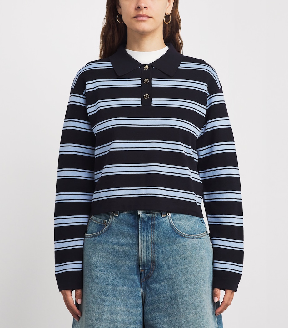 Cotton-Silk-Linen Polo Shirt NAVY BLUE Image 3