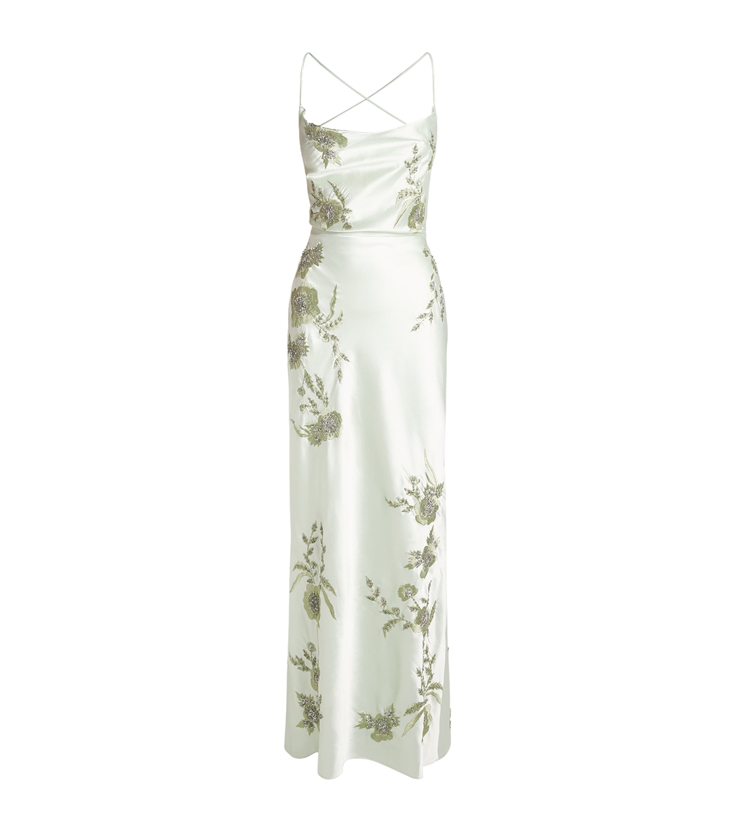 Alice+Olivia Womens Embellished Montana Maxi Dress Green Lily Image 1