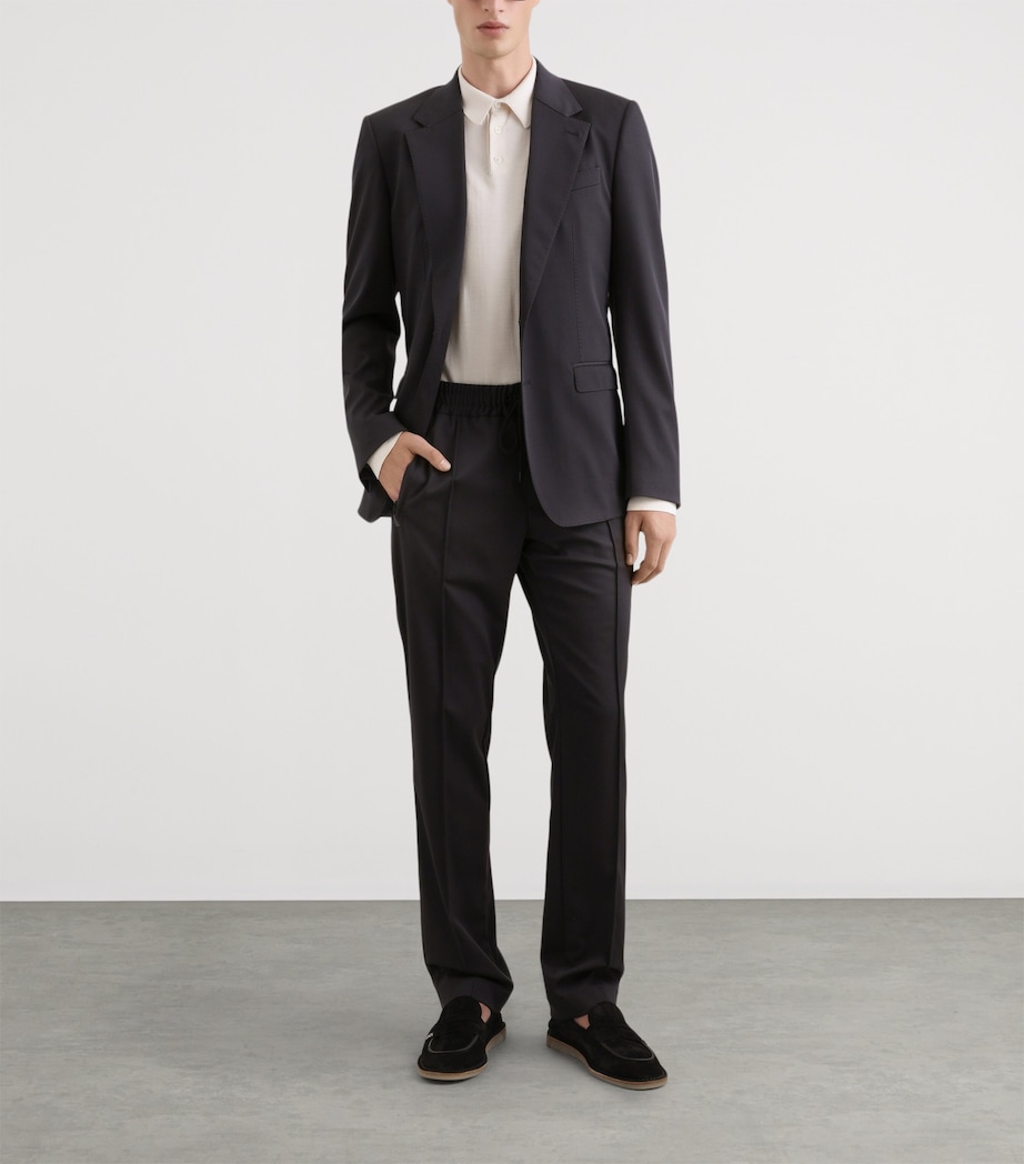 Dolce&Gabbana Mens Virgin Wool-Blend Drawstring Straight Trousers Very Dark Image 2