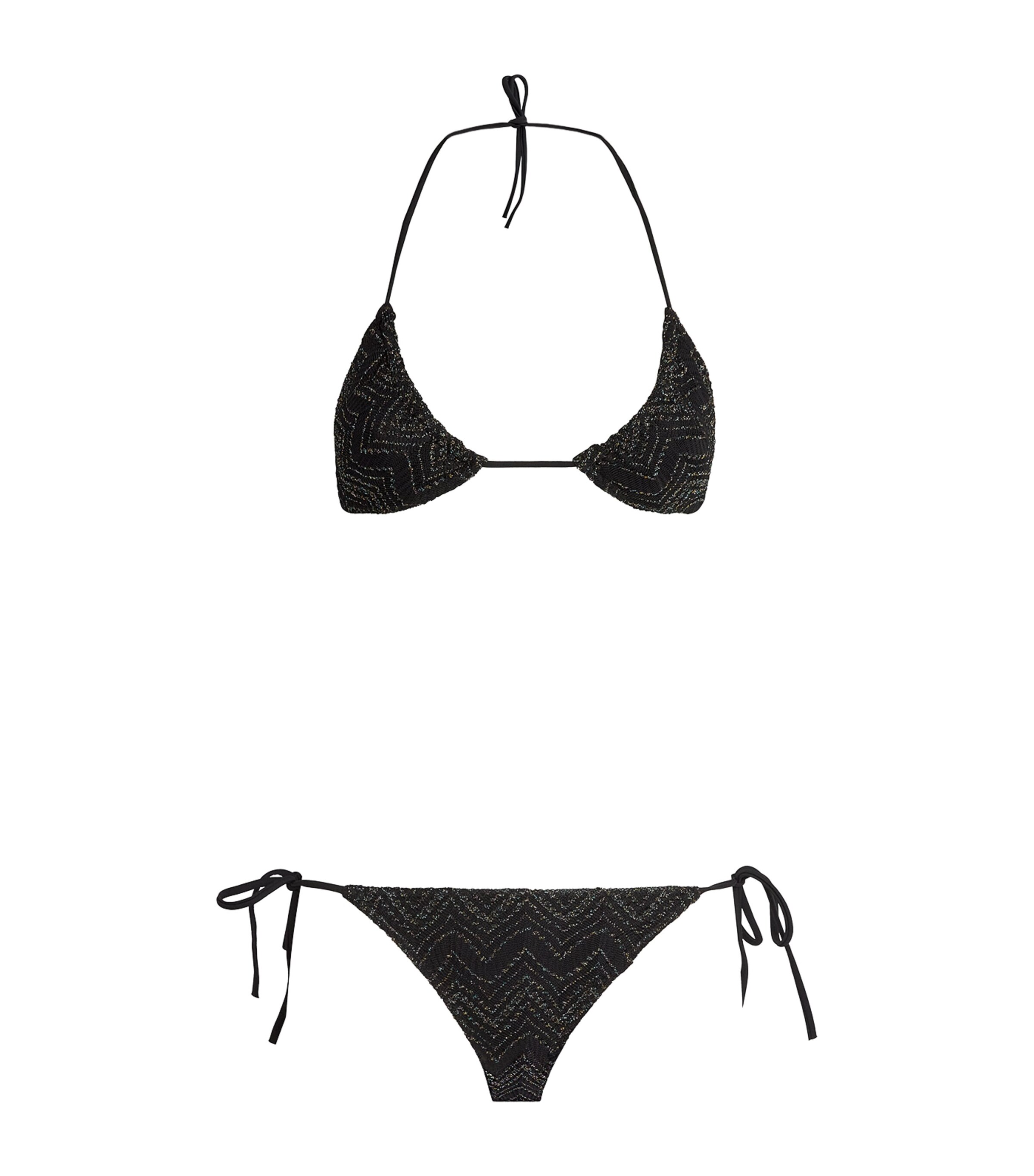 Zigzag Lame Tie-Side Bikini S91N1 BLACK MLTI LME Image 1