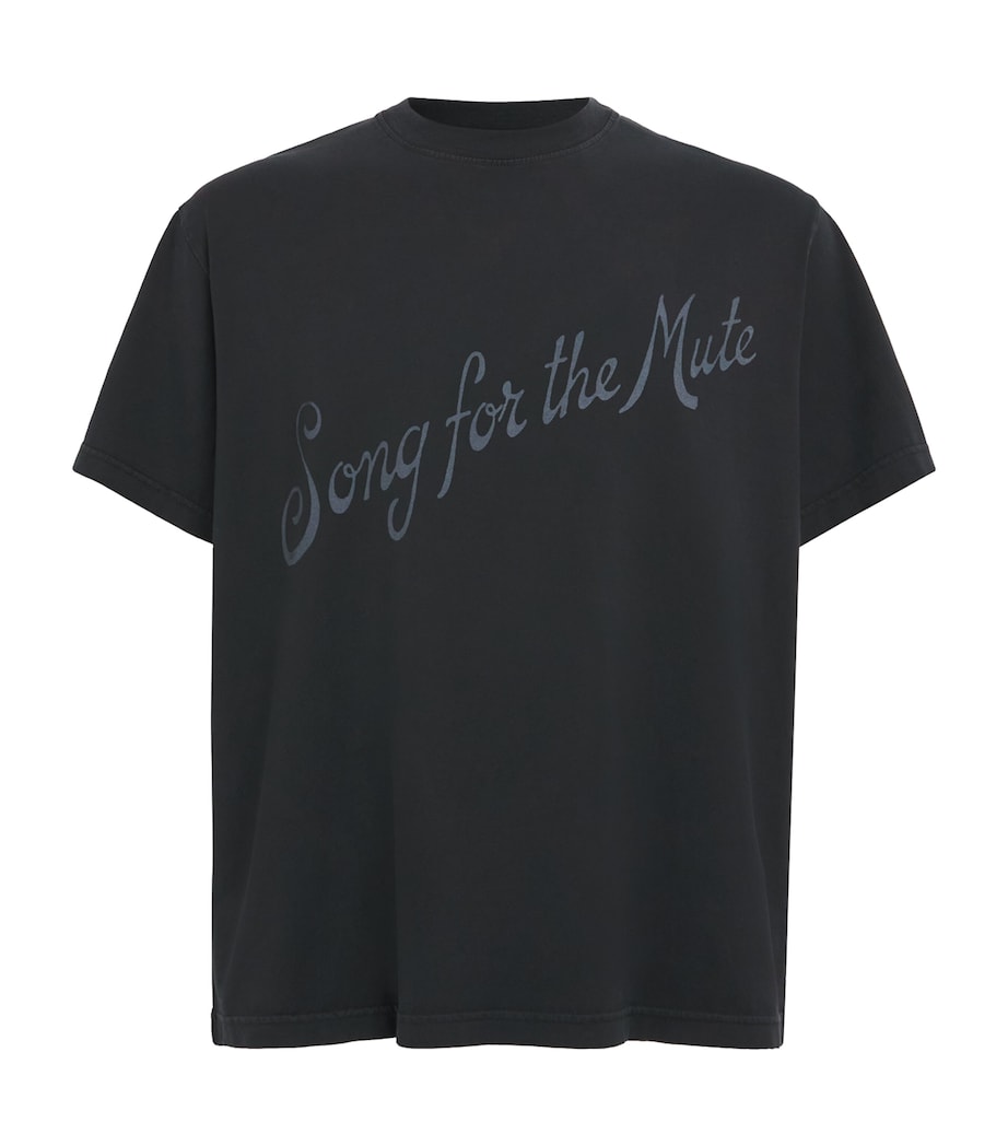 Song For The Mute Mens Cotton Logo T-Shirt Overdye Smoke Image 1