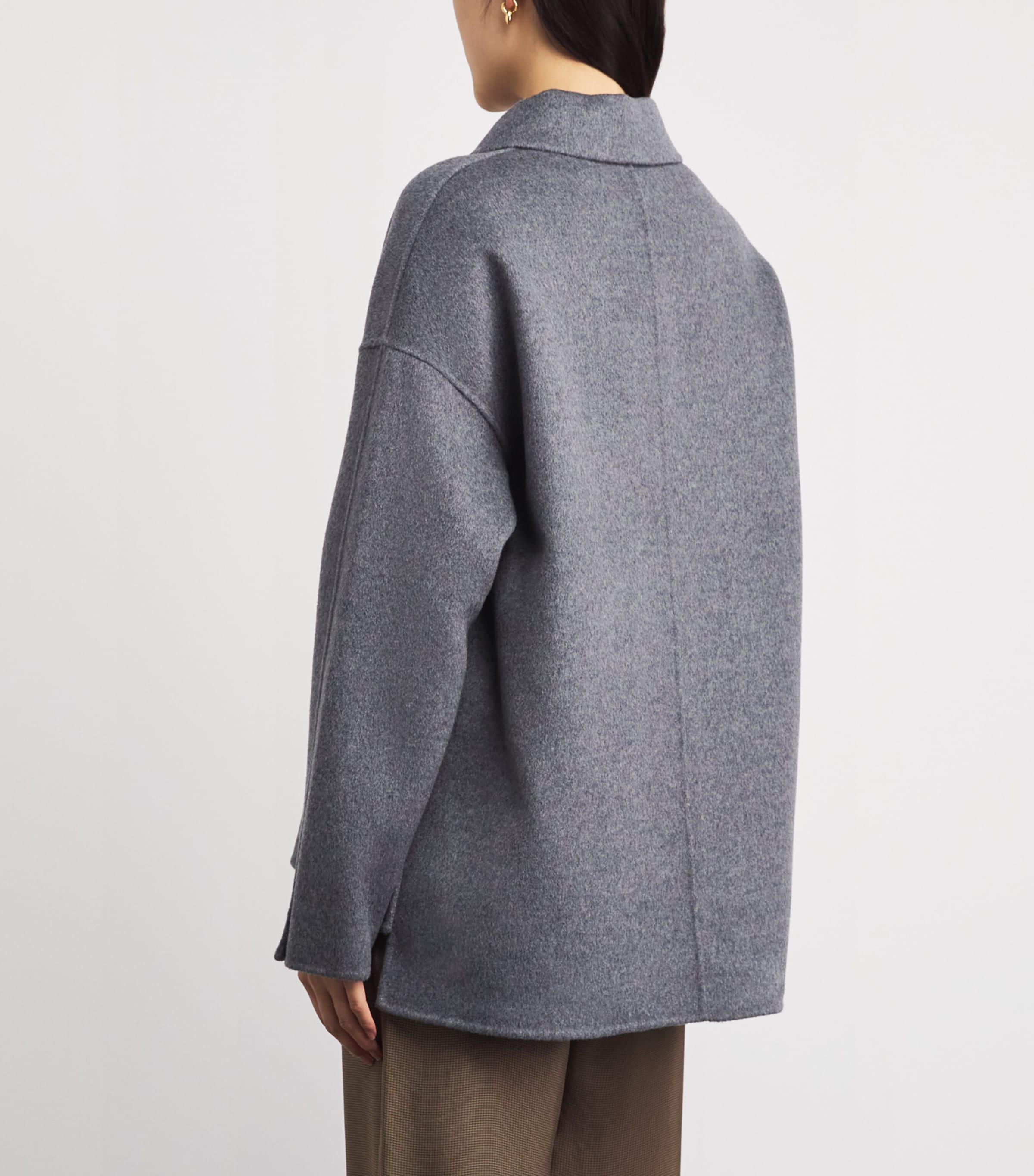 ANINE BING Womens Wool-Cashmere Luca Jacket Grey Melange Image 5