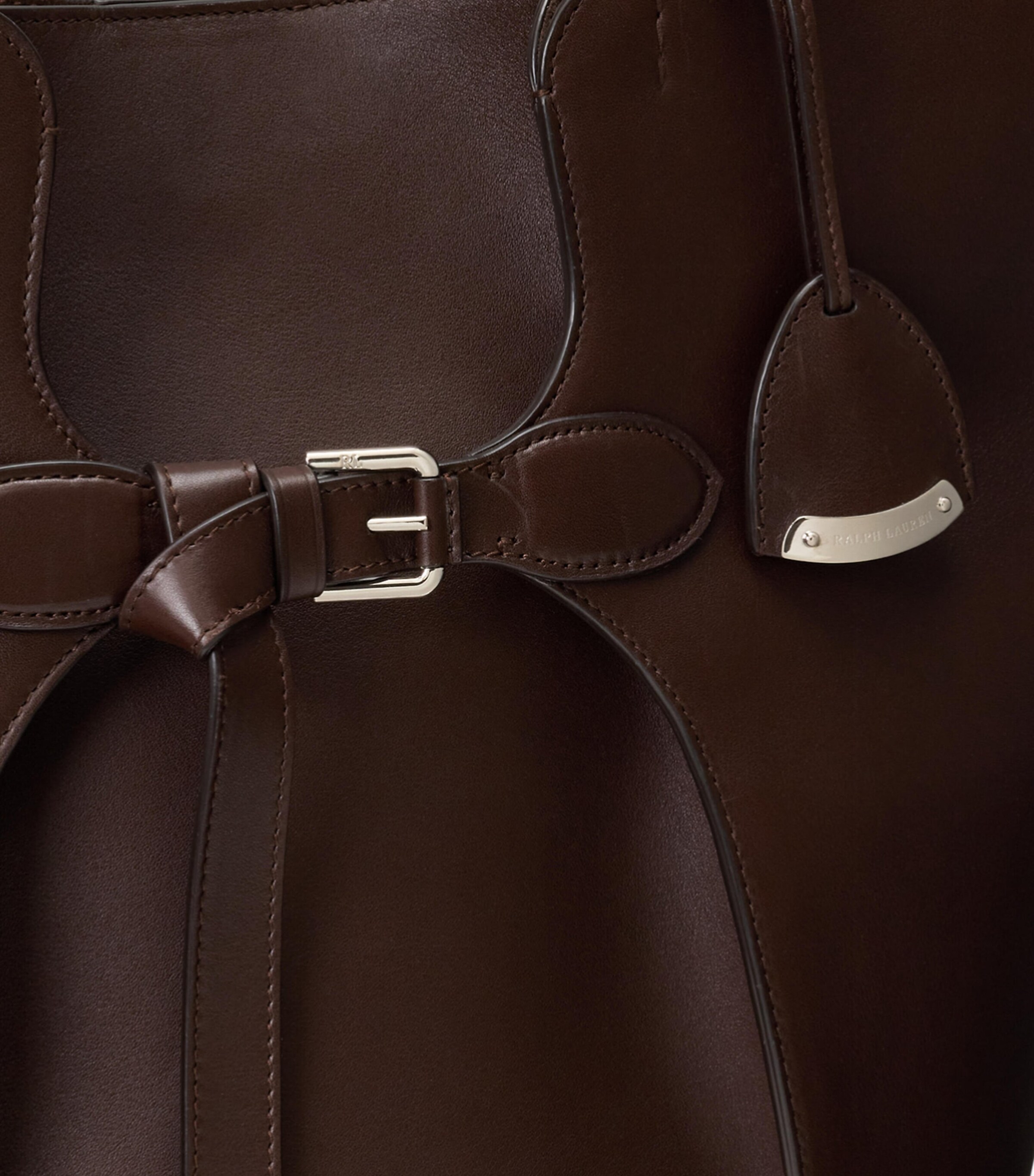 Ralph Lauren Collection Leather Ralph Tote Bag Mocha Image 5
