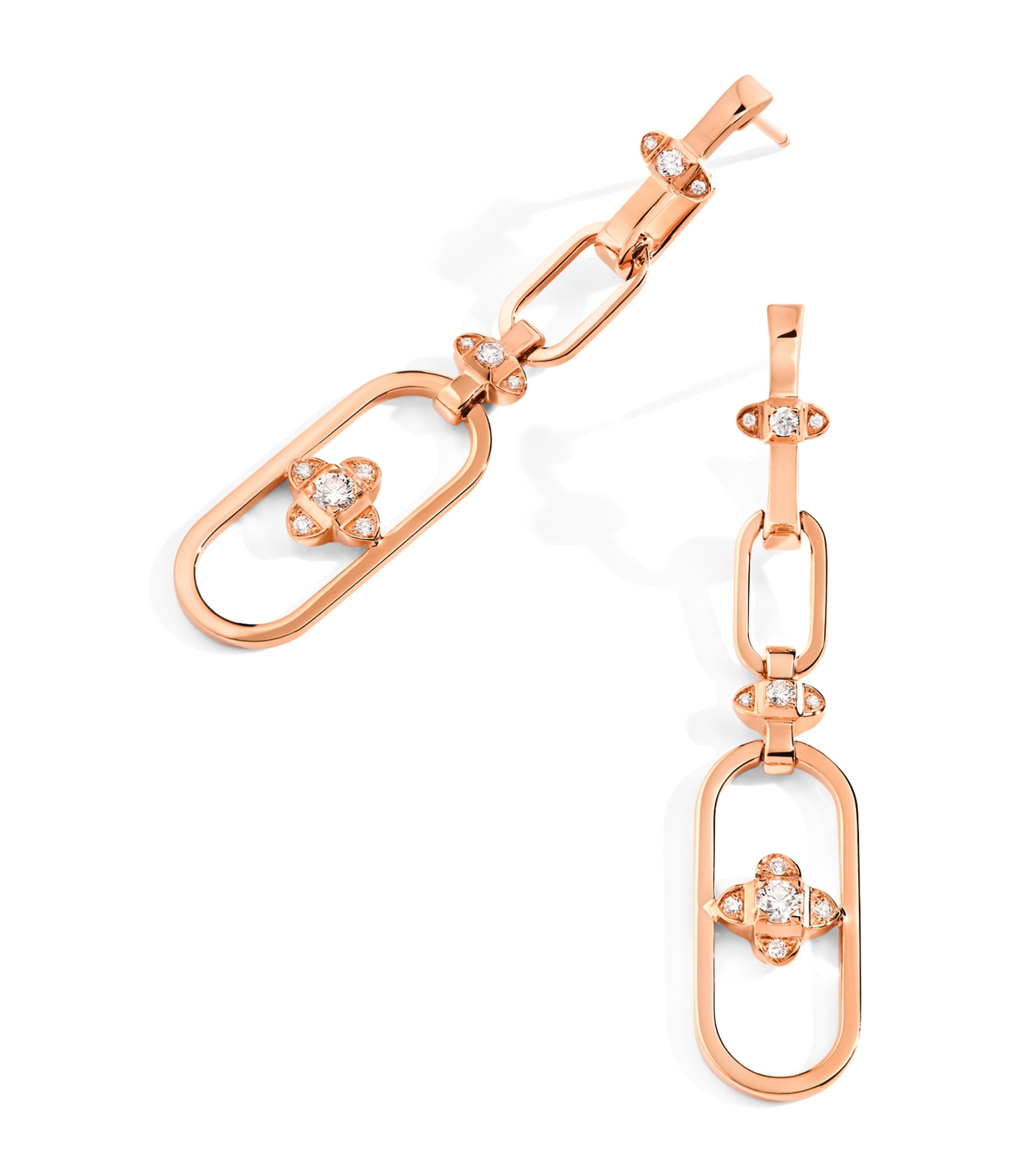 Marli New York Rose Gold And Diamond Tip-top Link Drop Earrings In Rose Gold
