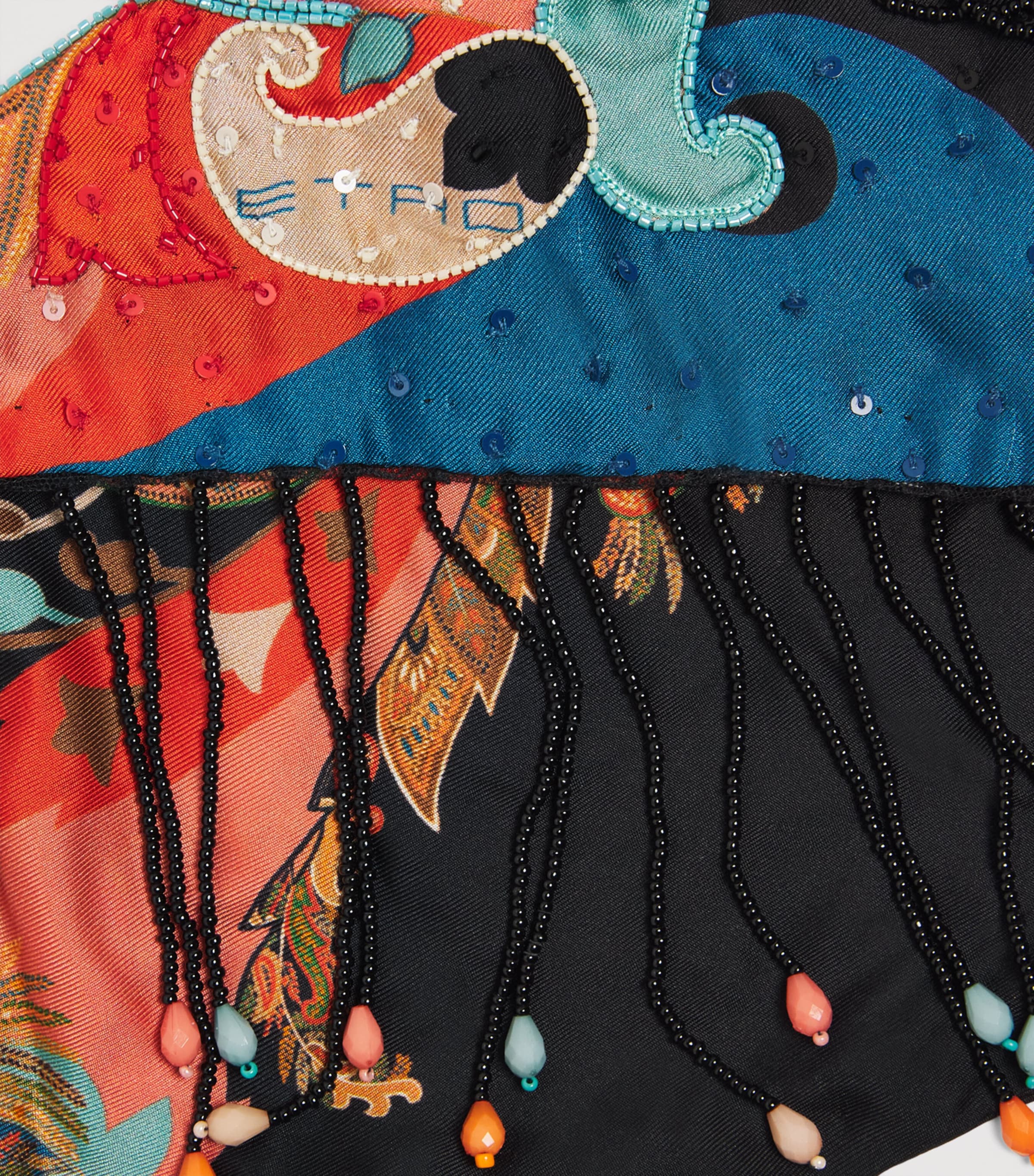 Etro Embellished Silk Scarf Black Image 4