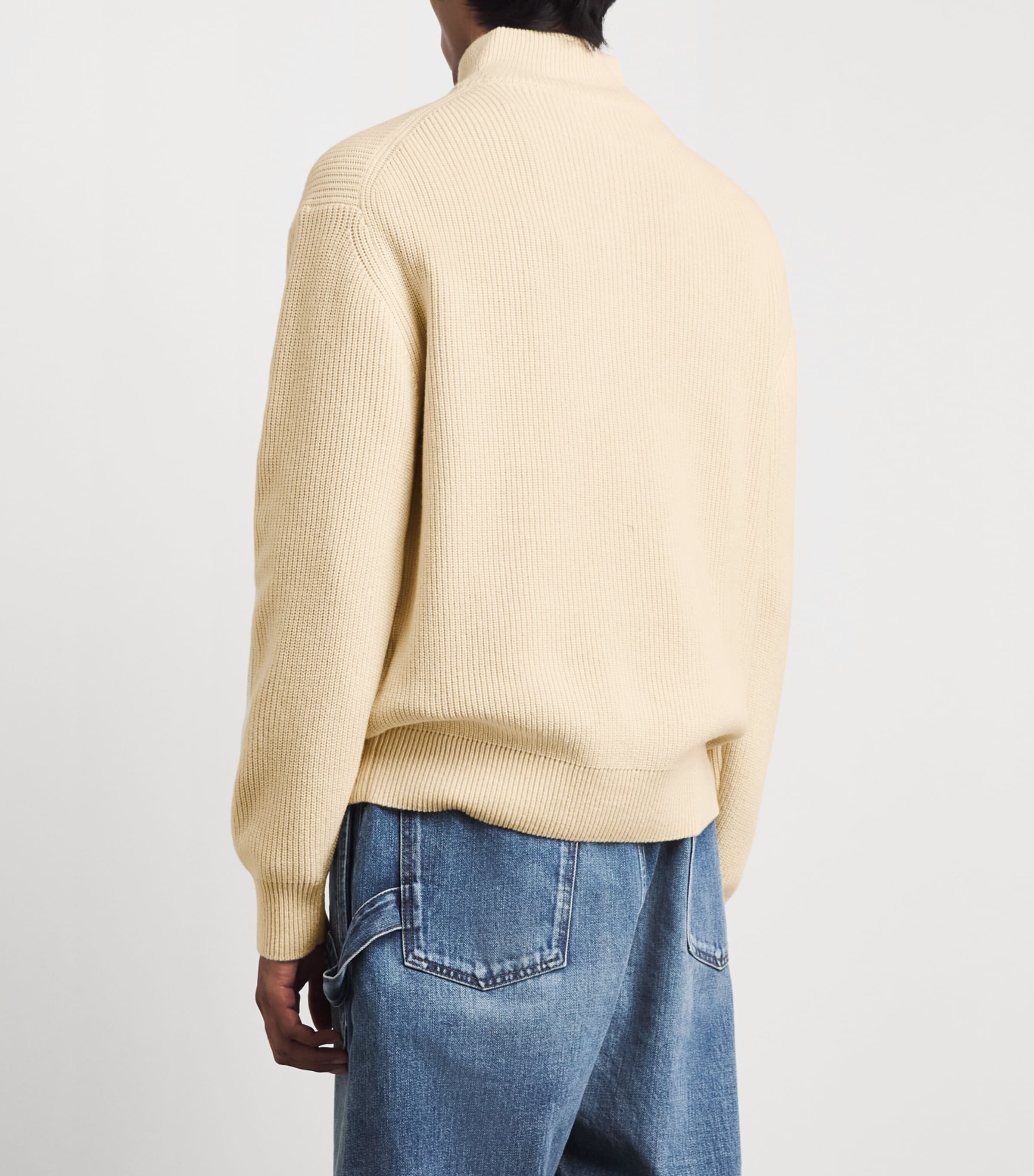 JW Anderson Mens Wool-Cotton Half-Zip Sweater Ivory Image 5