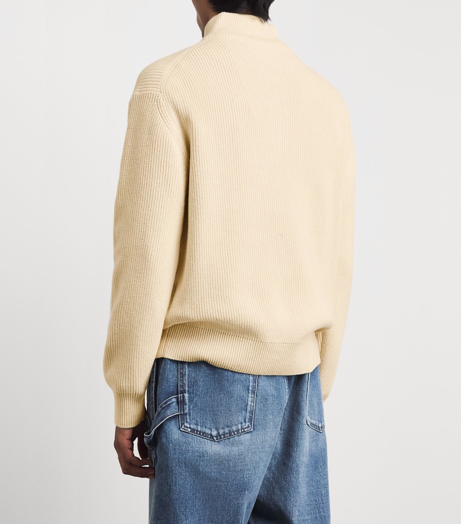 JW Anderson Mens Wool-Cotton Half-Zip Sweater Ivory Image 5