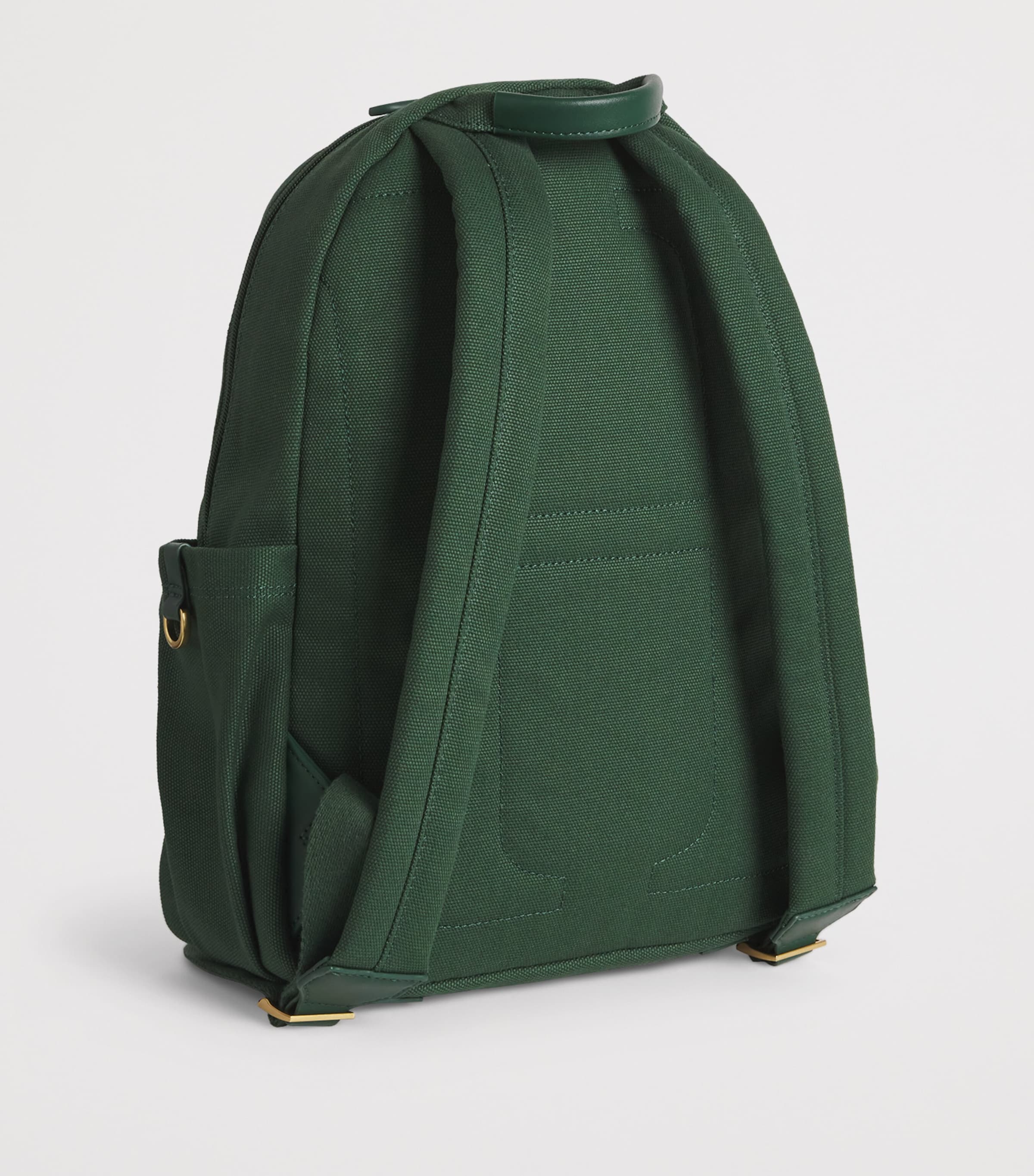 Cotton Embroidered Emblem Backpack HARRODS GREEN Image 2
