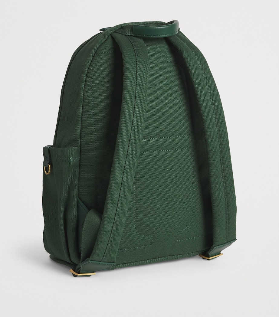 Cotton Embroidered Emblem Backpack HARRODS GREEN Image 2