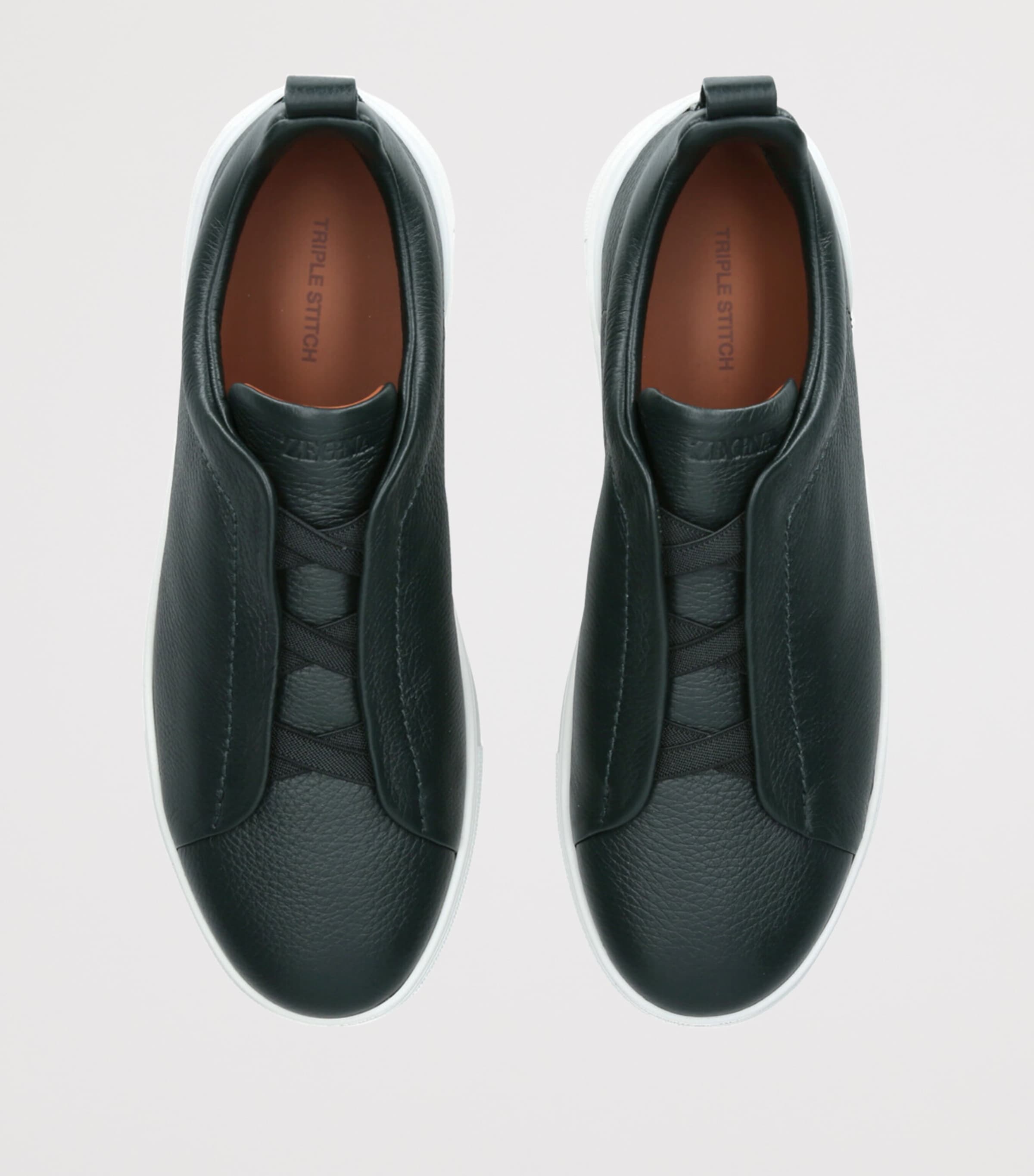 Leather Triple Stitch Sneakers TEAL Image 4