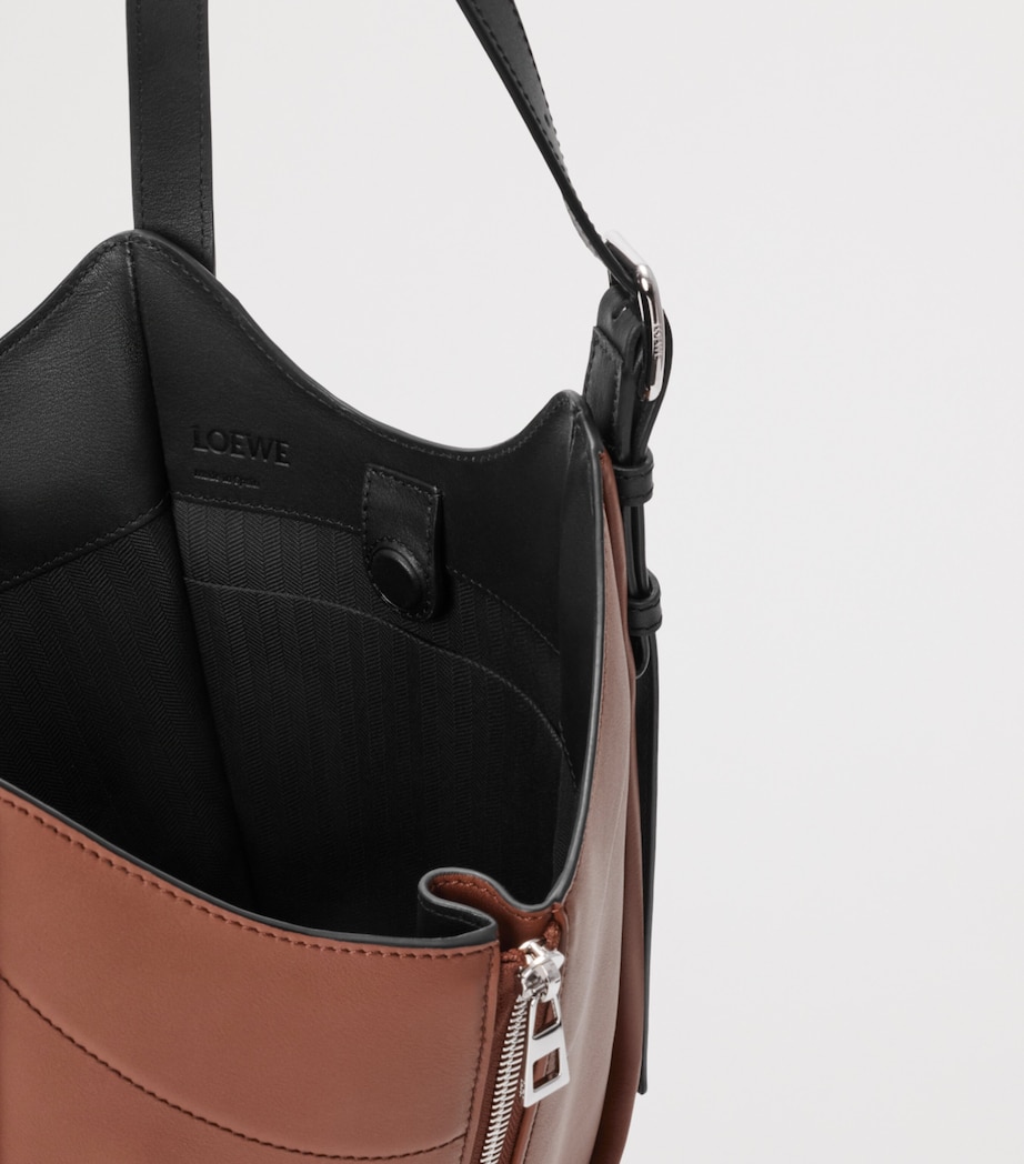 LOEWE Womens Lion Intarsio Hammock Flip Tote Bag Black/pecan Image 7