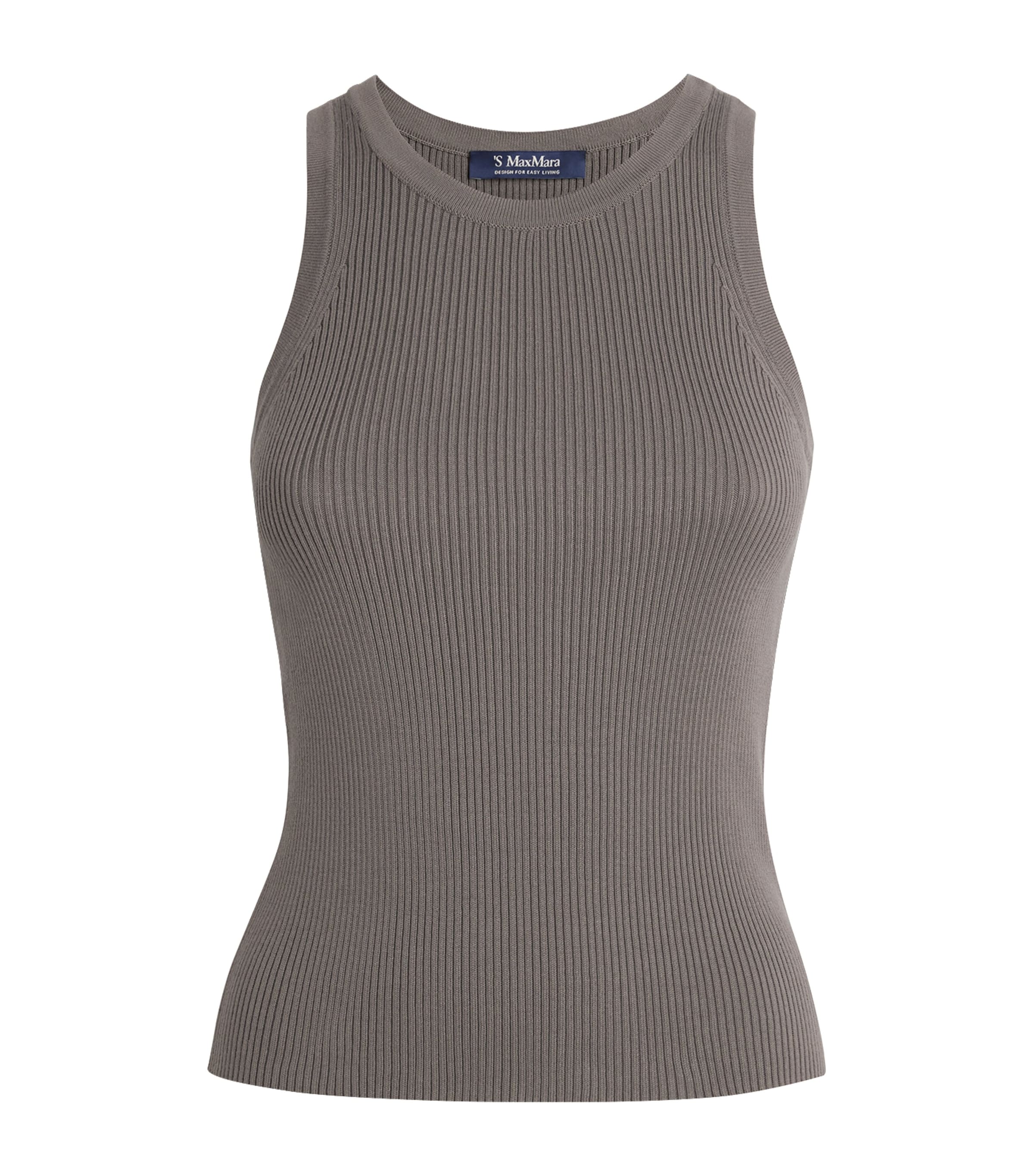 Max Mara Cotton Ribbed Tank Top In Gray
