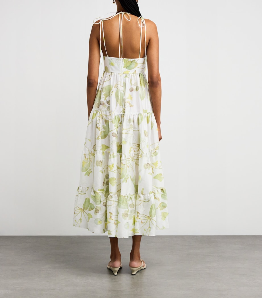 Cotton Printed Maxi Dress LILYPAD VINE WHITE Image 3