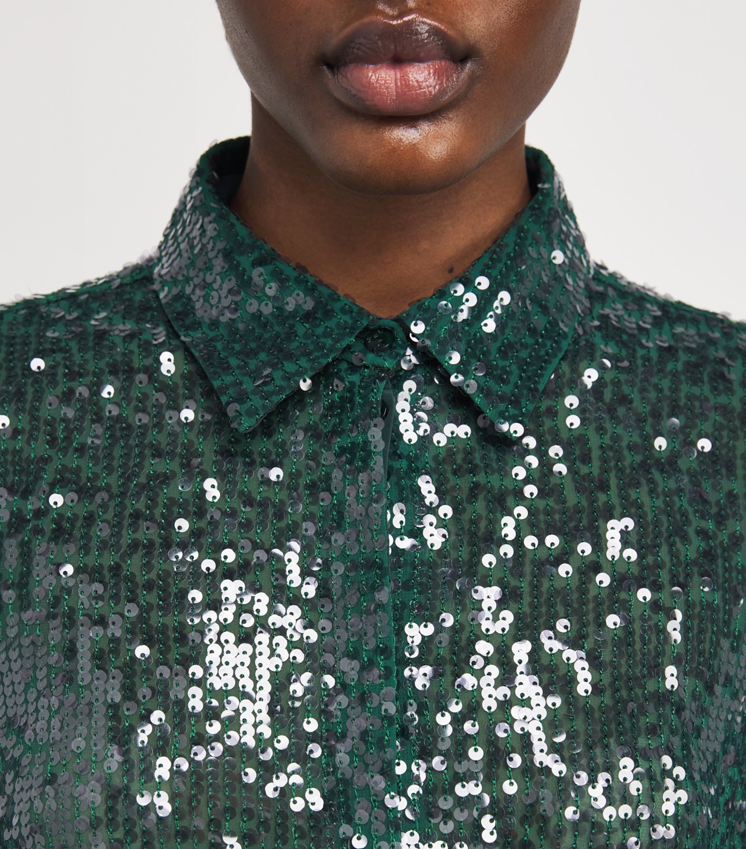 Chiffon Sequinned Shirt DARK GREEN Image 6