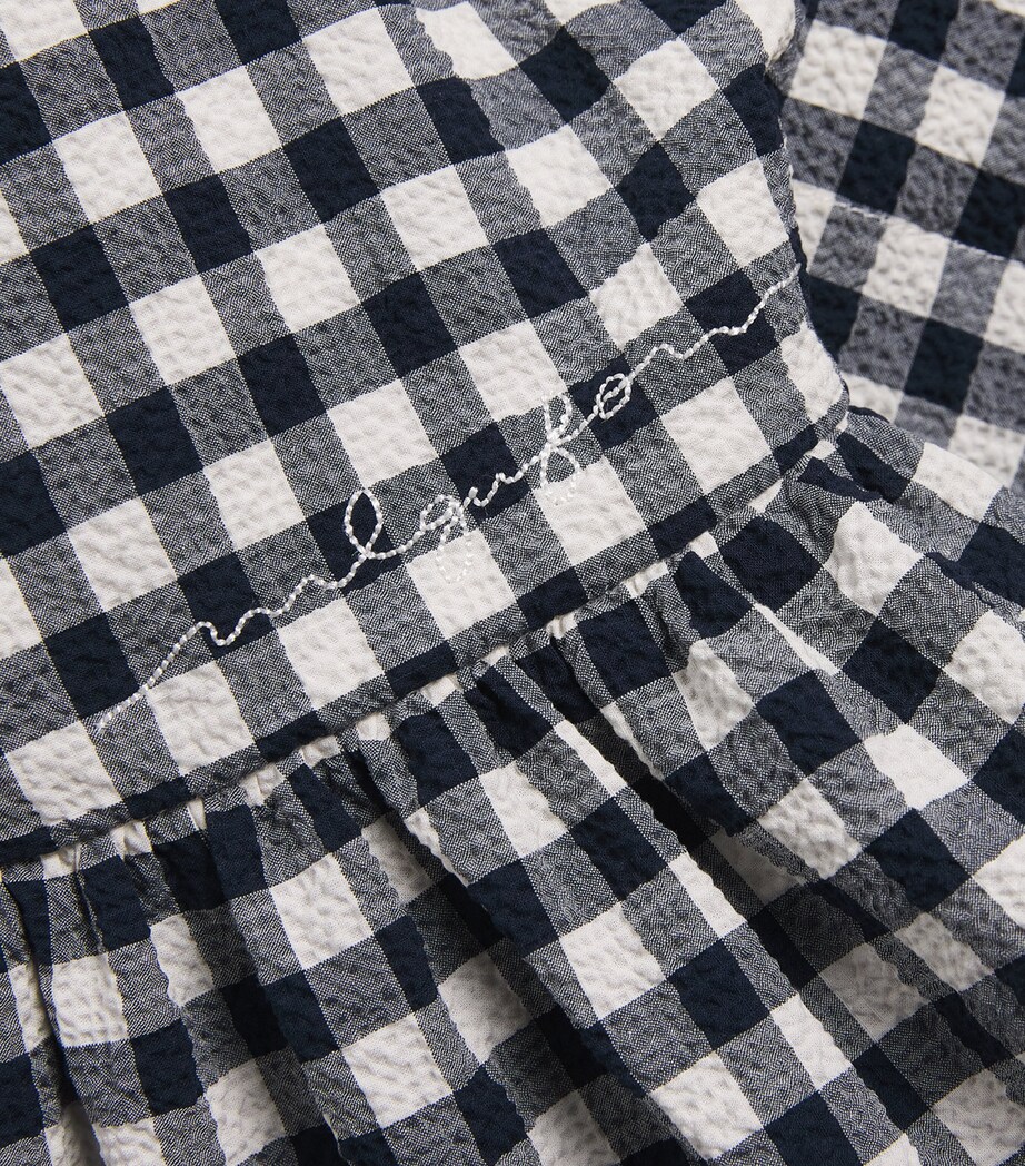 Il Gufo Cotton Gingham Print Dress (2-12 Years) Blue Image 3
