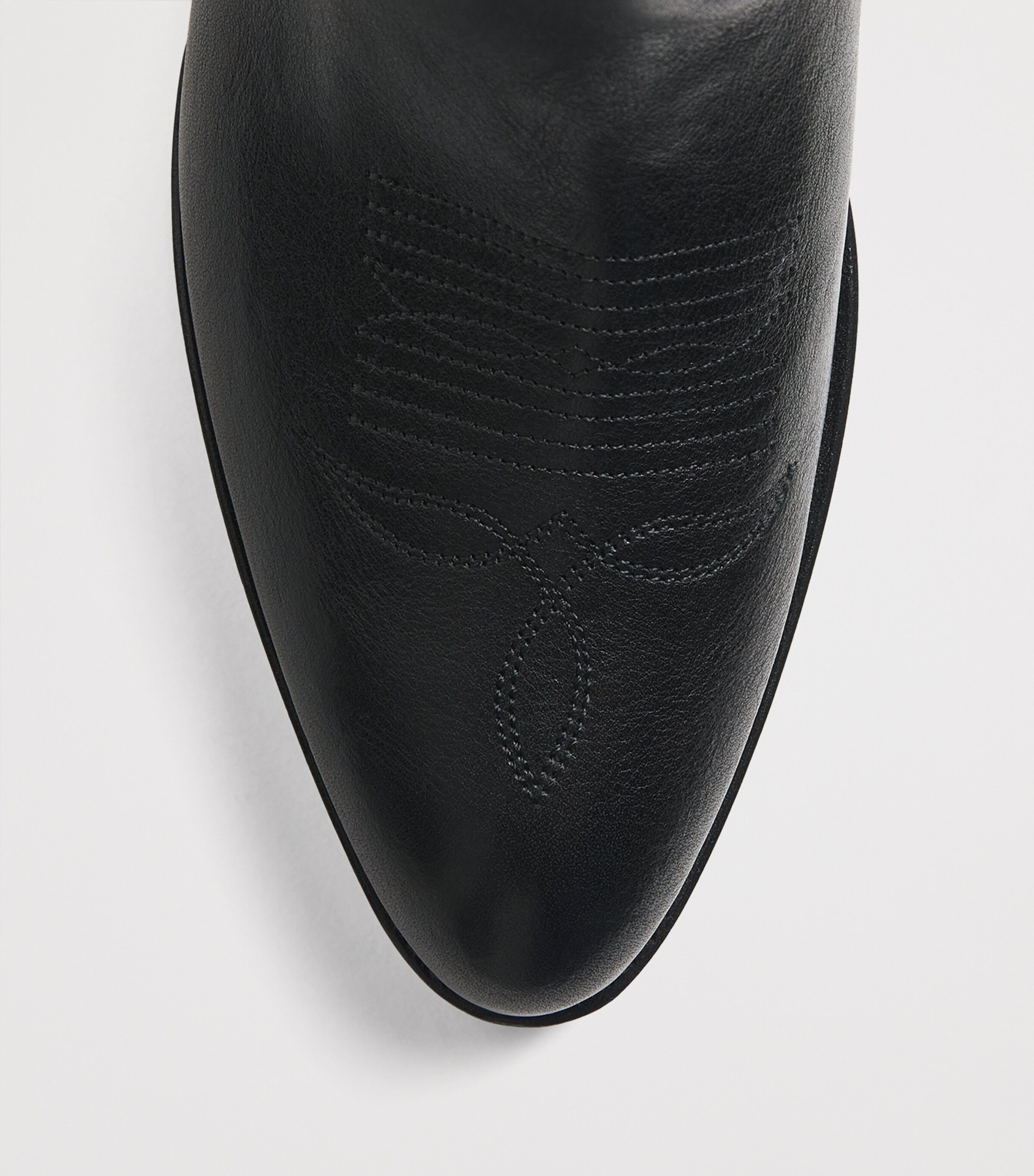 Leather Western Cowboy Boots 60 BLACK/CREAM Image 4