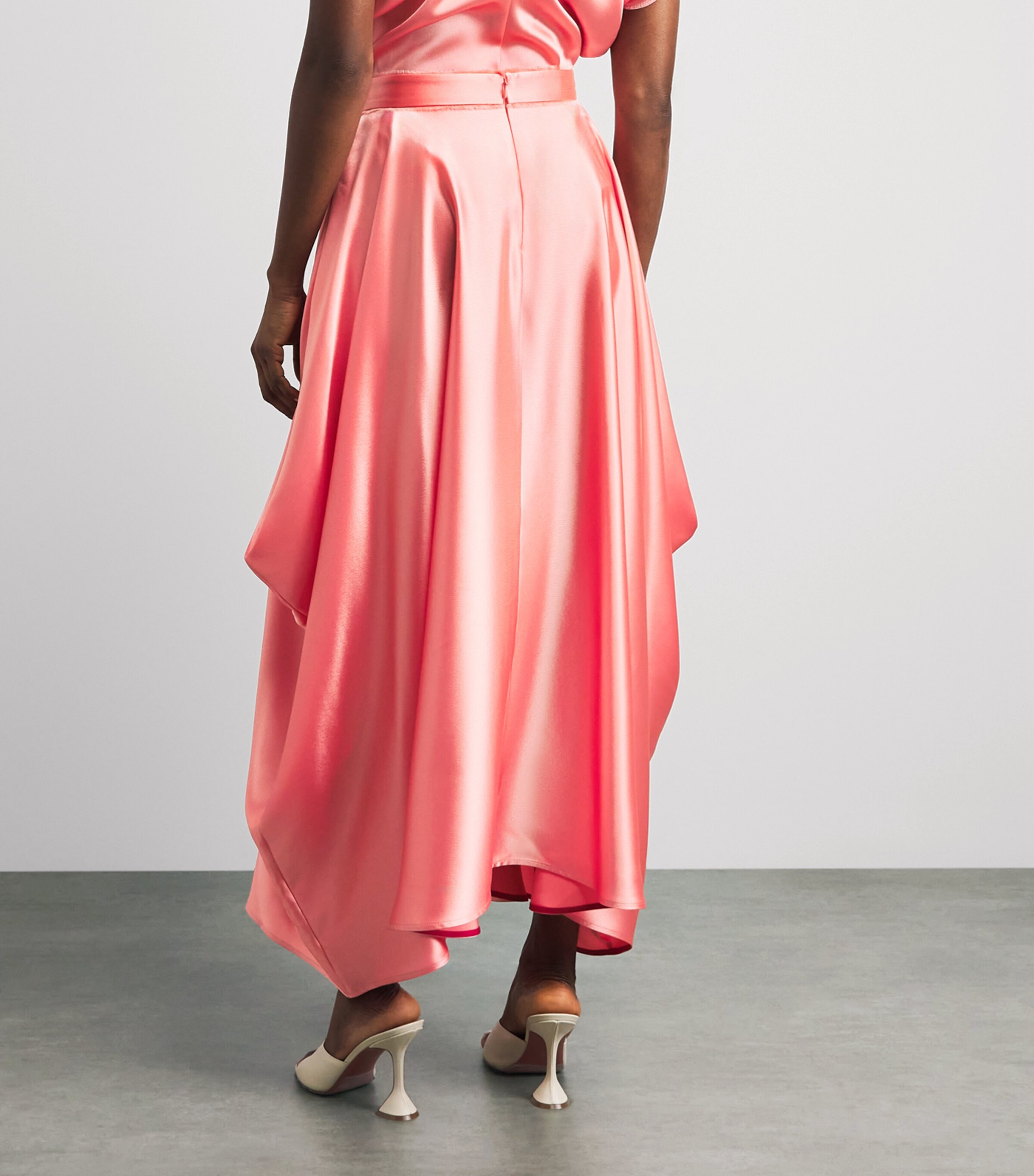 Roksanda Womens Satin Amari Midi Skirt Peach Pink Image 5