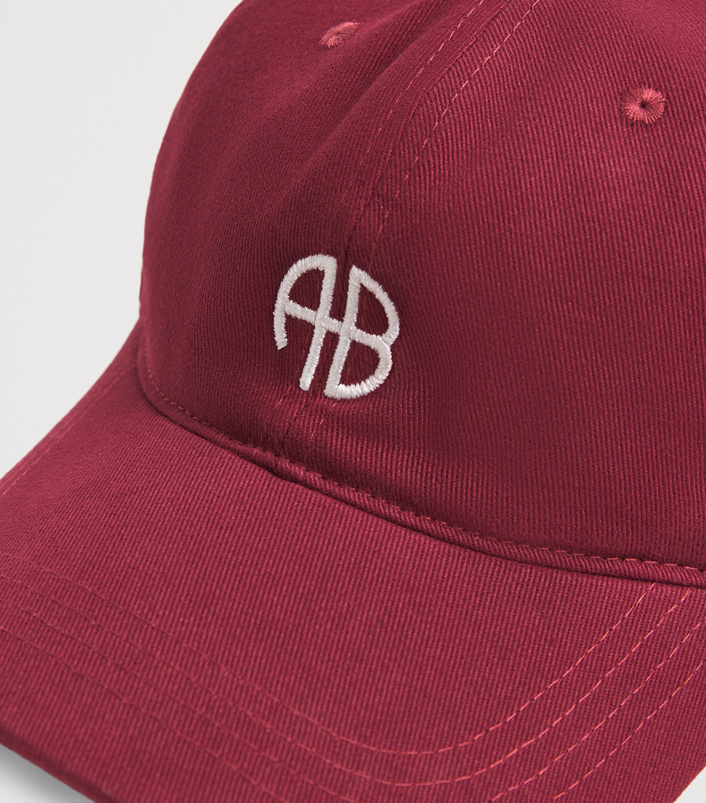 ANINE BING Embroidered Jeremy Baseball Cap Burgundy Image 3