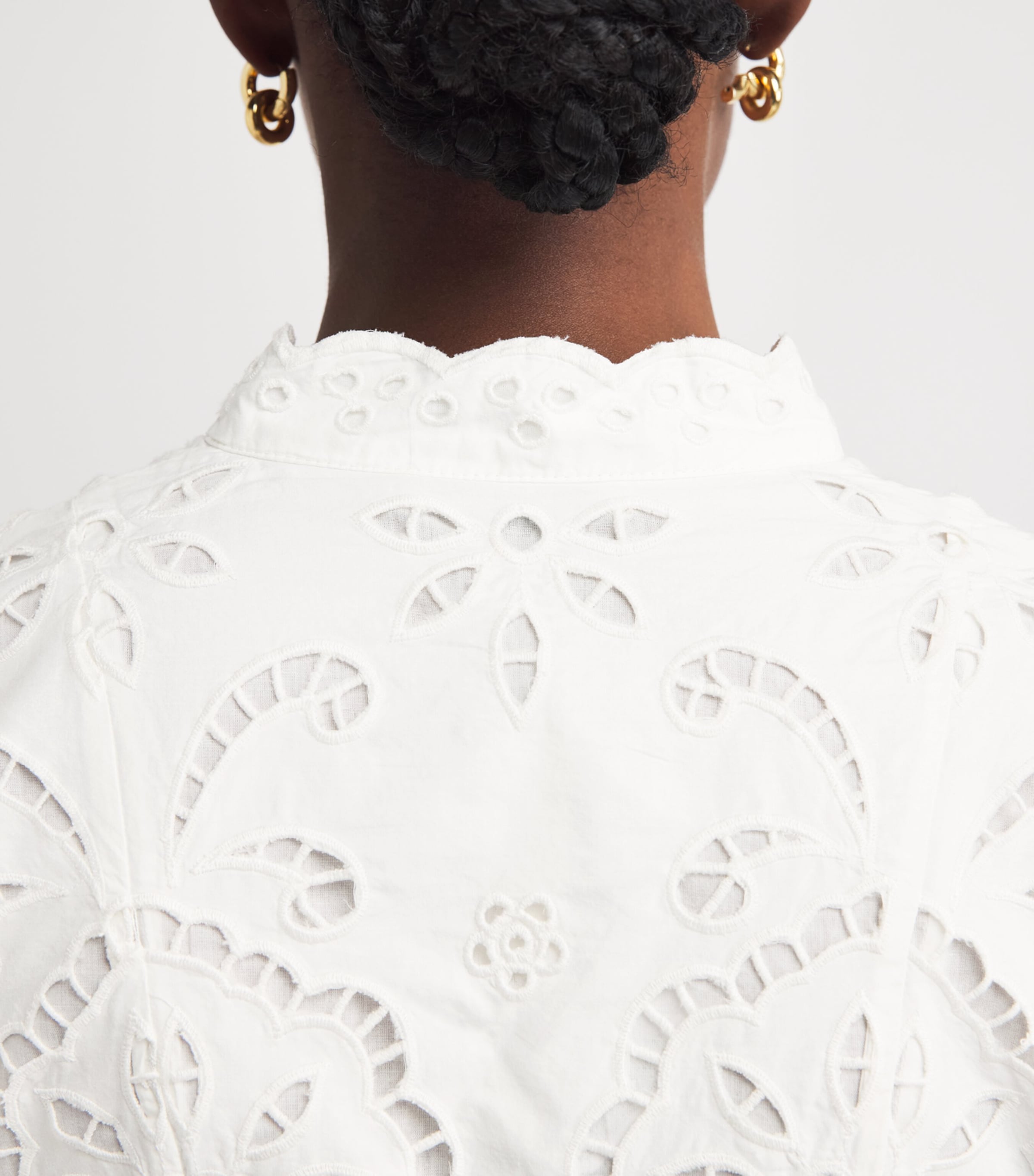 Alice+Olivia Womens Embroidered Lucy Mini Shirt Dress Eng Rose Off White Image 3