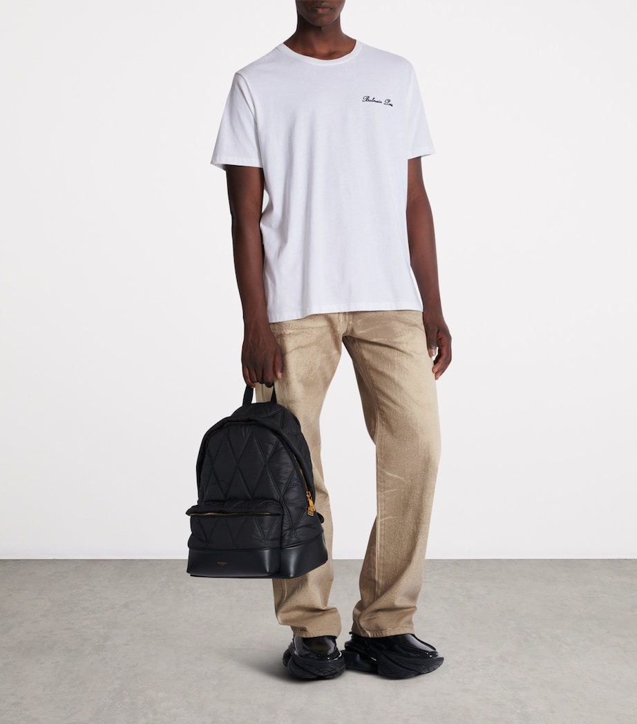 Balmain Quilted Diamond Motif Backpack Eaf Noir/kaki Image 5