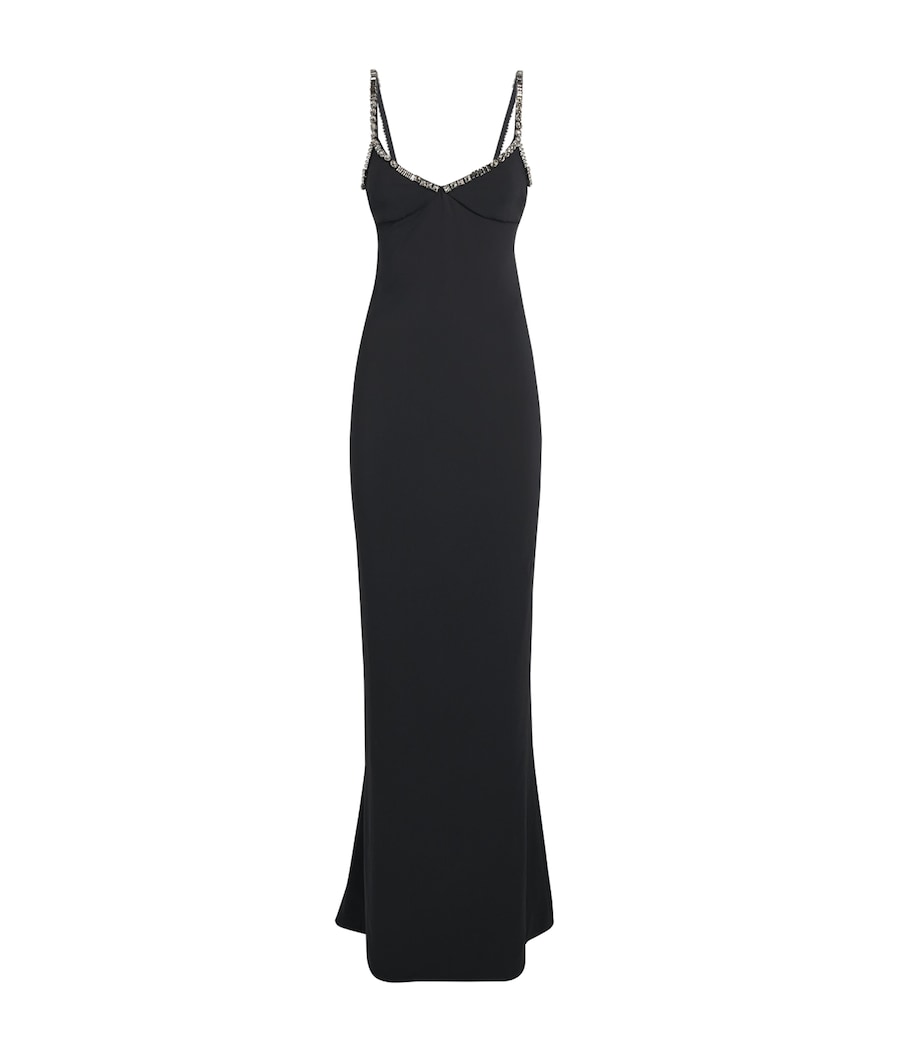 Stella McCartney Womens Embellished Crepe Maxi Dress Black Image 1