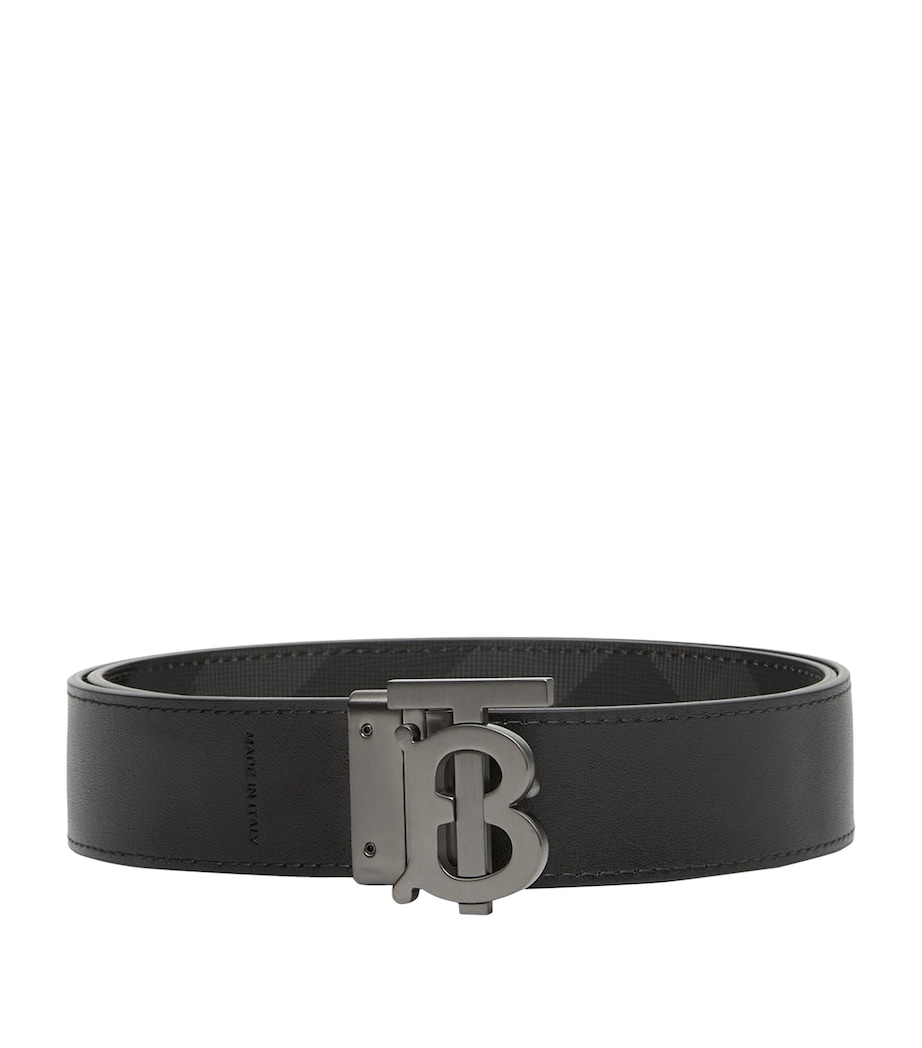 Leather Check Reversible Belt CHARCOAL/GRAPHITE Image 1