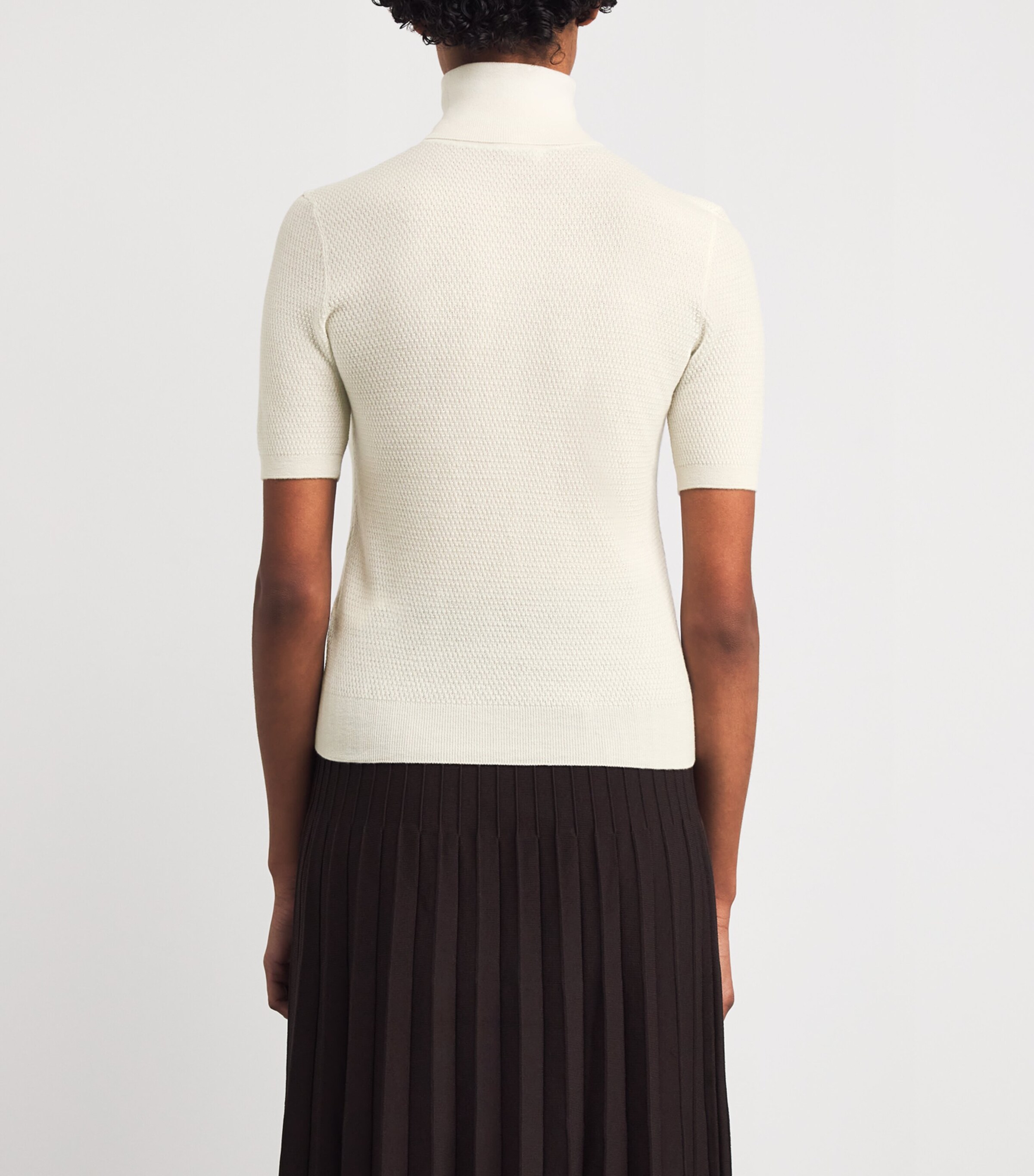 Cashmere Short-Sleeve Rollneck Sweater BIANCO Image 4