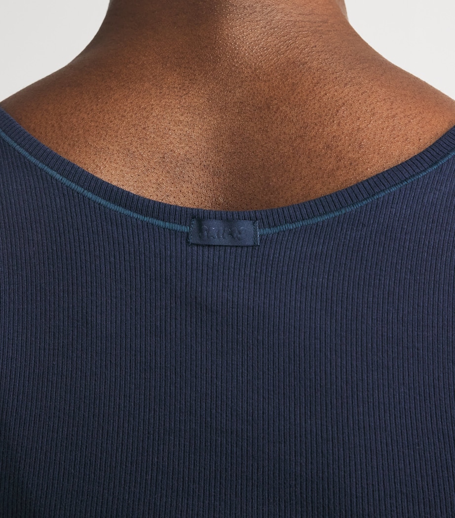 Skims Womens Cotton Ribbed Cropped Tank Top Navy Image 3