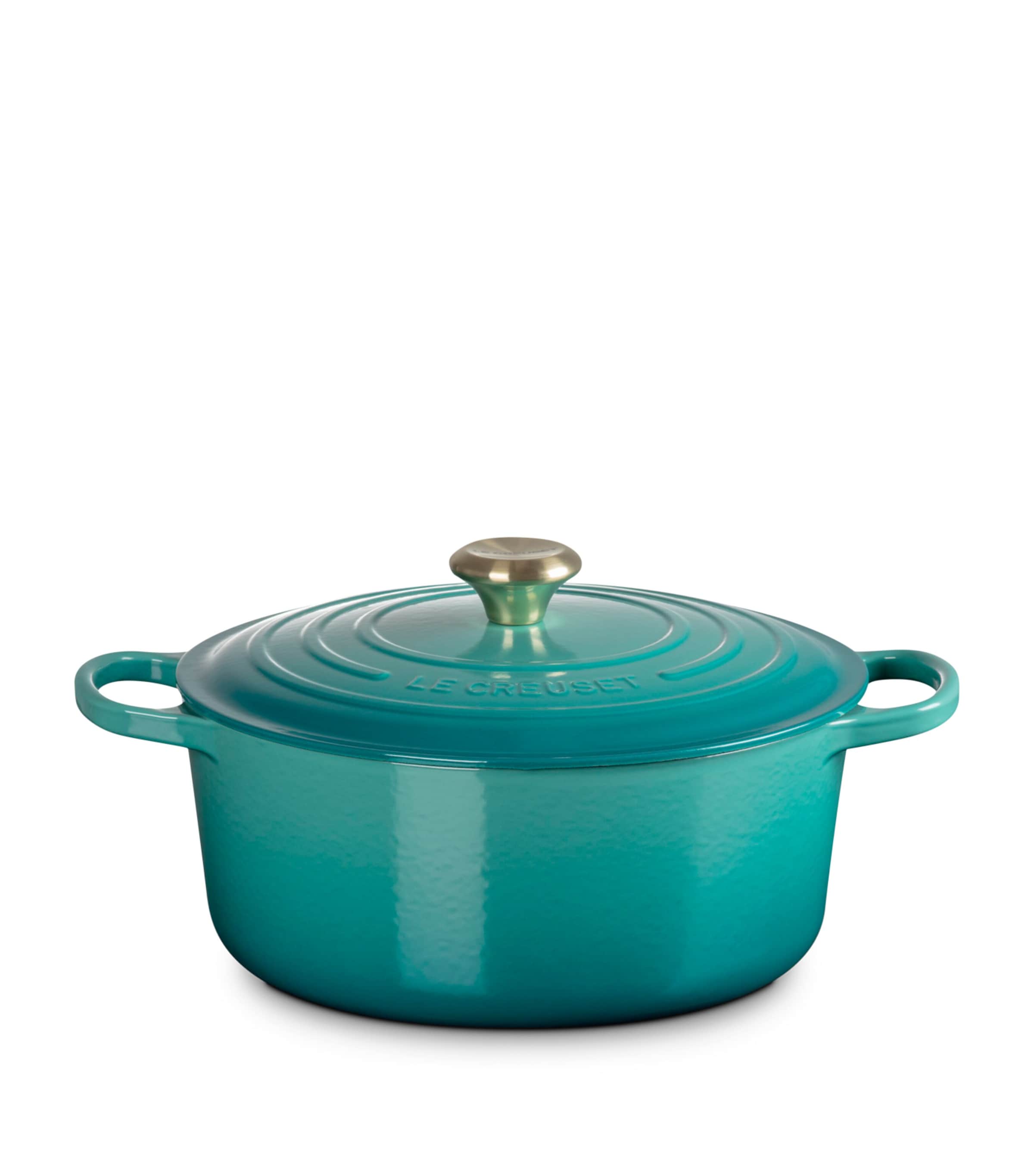 Le Creuset Cast Iron Round Casserole Dish (28cm) Bleu Riviera Image 1