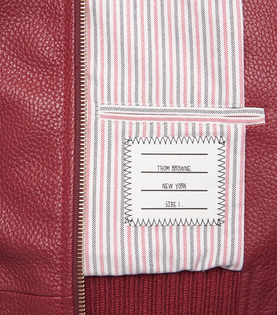 Leather Classic Bomber Jacket BURGUNDY Image 5