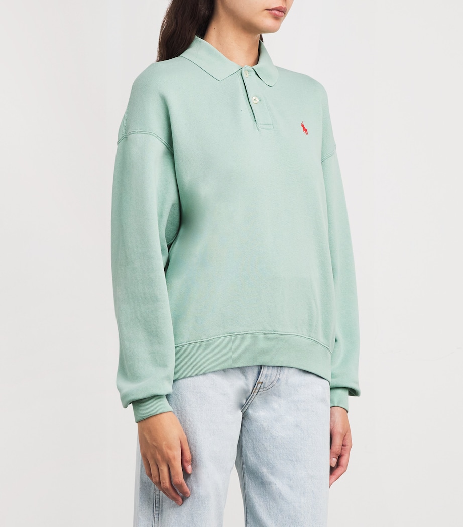 Fleece Polo Sweatshirt LIGHT/PASTEL GREEN Image 3