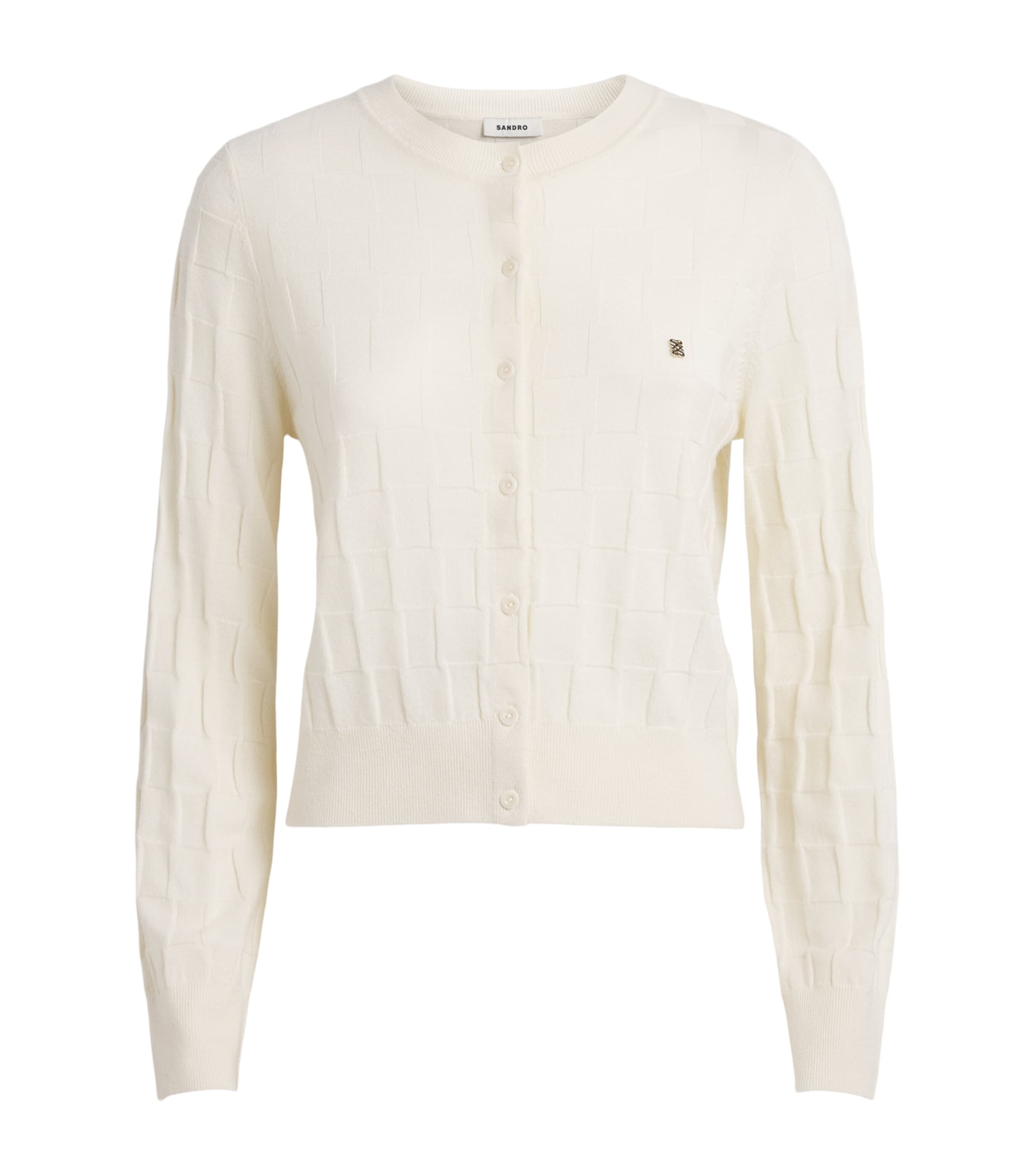 Sandro Paris Womens Wool Cardigan Ecru Image 1