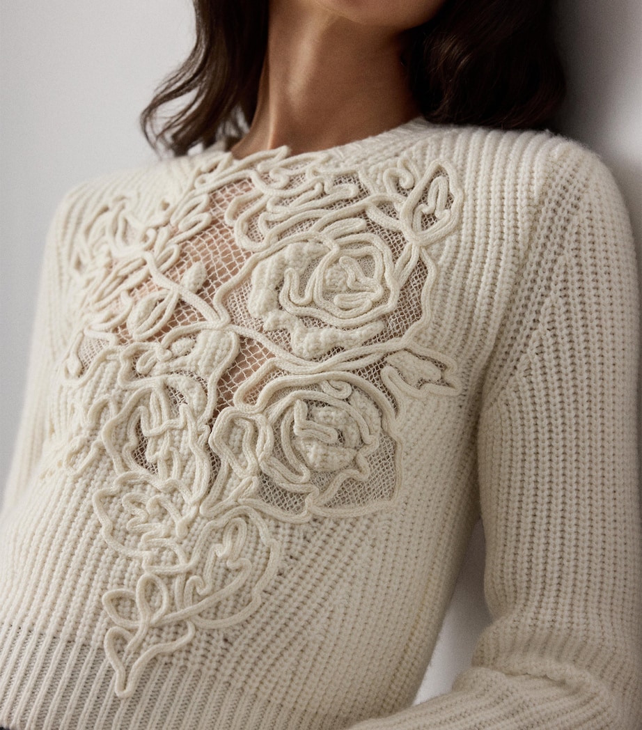 Cashmere Floral Sweater CREAM Image 4