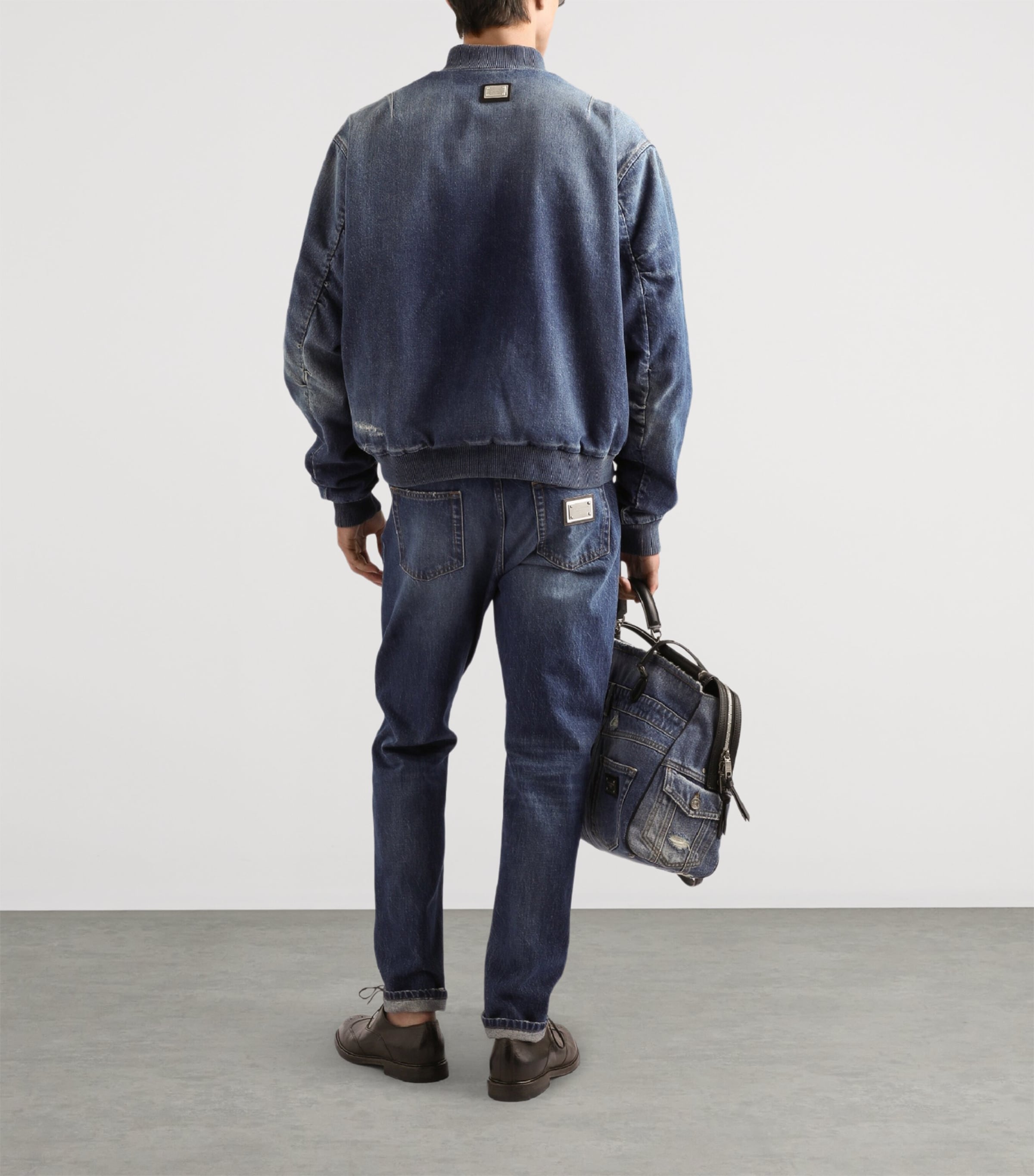 Dolce&Gabbana Mens Denim Bomber Jacket Combined Colo Image 4