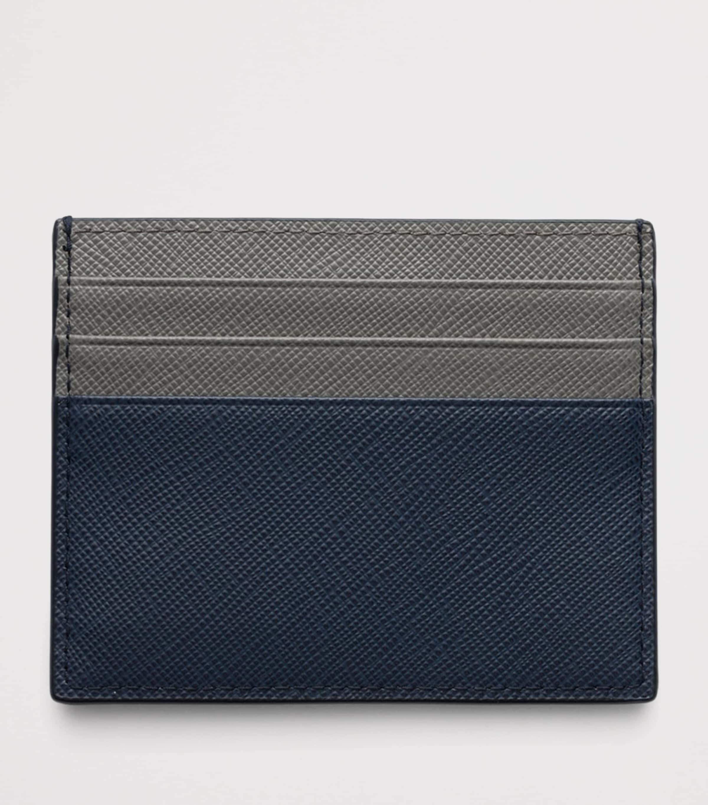 Prada Saffiano Leather Card Holder Blue Image 2