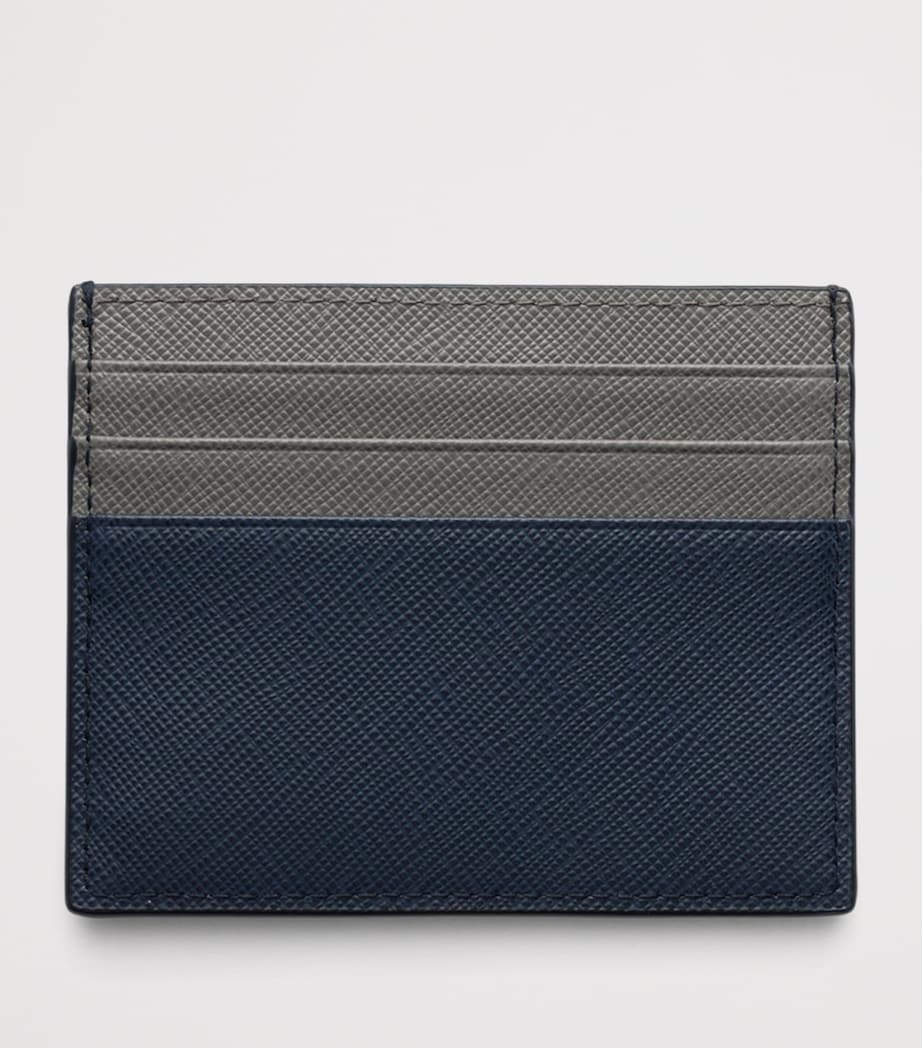 Prada Saffiano Leather Card Holder Blue Image 2