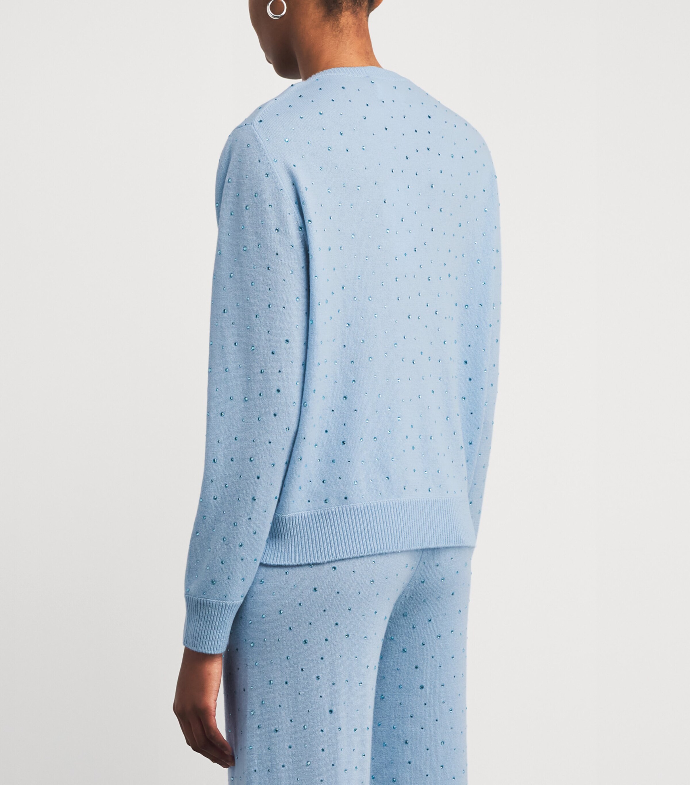 Allude Womens Wool-Cashmere Crystal-Embellished Sweater Blue Image 4