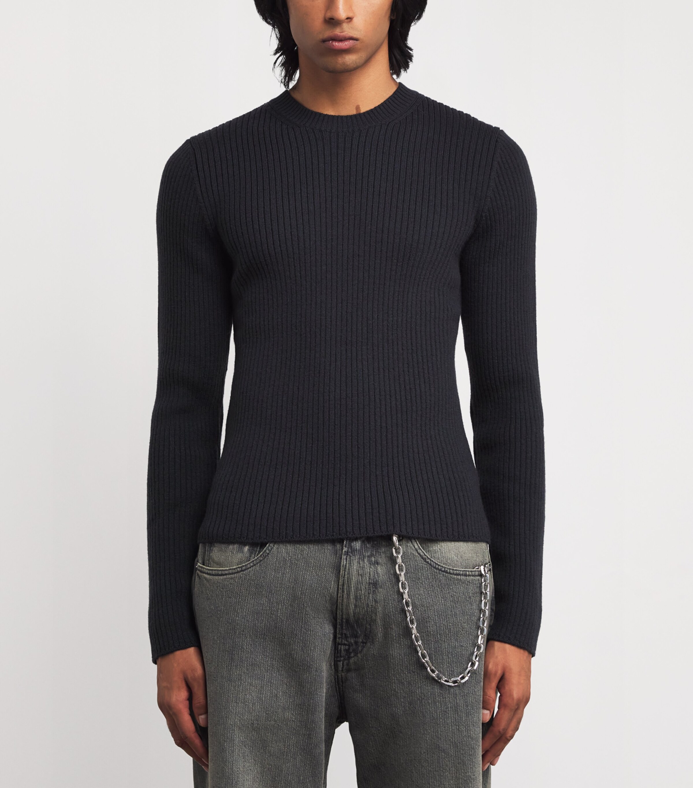 OUR LEGACY BASE ROUNDNECK TWEED BLACK 48 Base Roundneck Sweater in