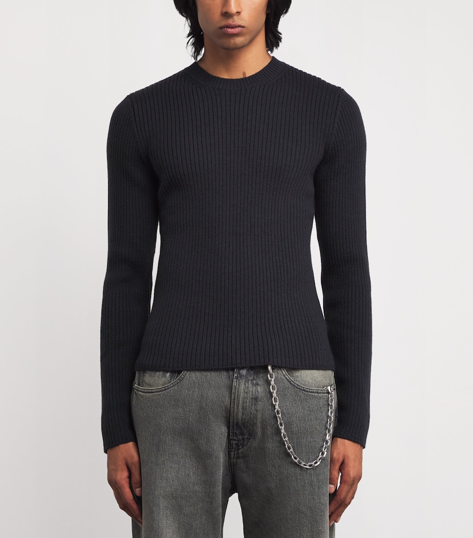Merino Wool Compact Roundneck Sweater OFF BLACK RUSTIC Image 3