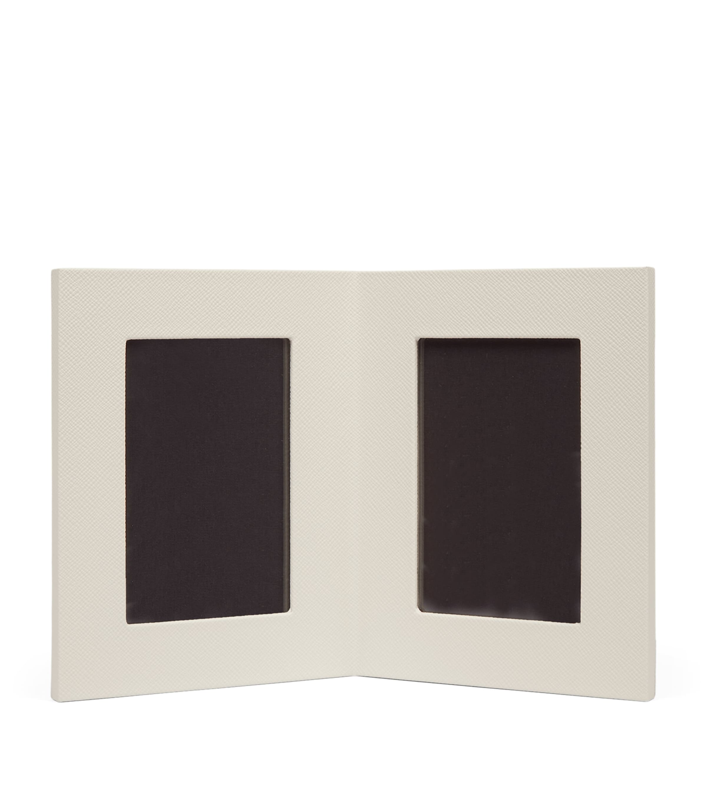 Smythson Calfskin Panama Double Frame (6” x 4”) Chalk Image 1