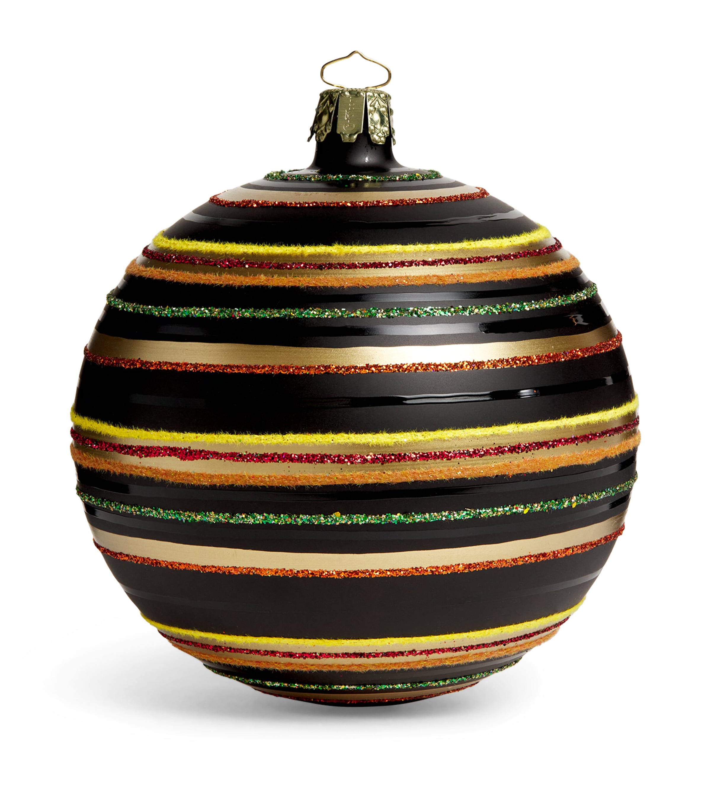 Harrods Glass Striped Bauble In Multi